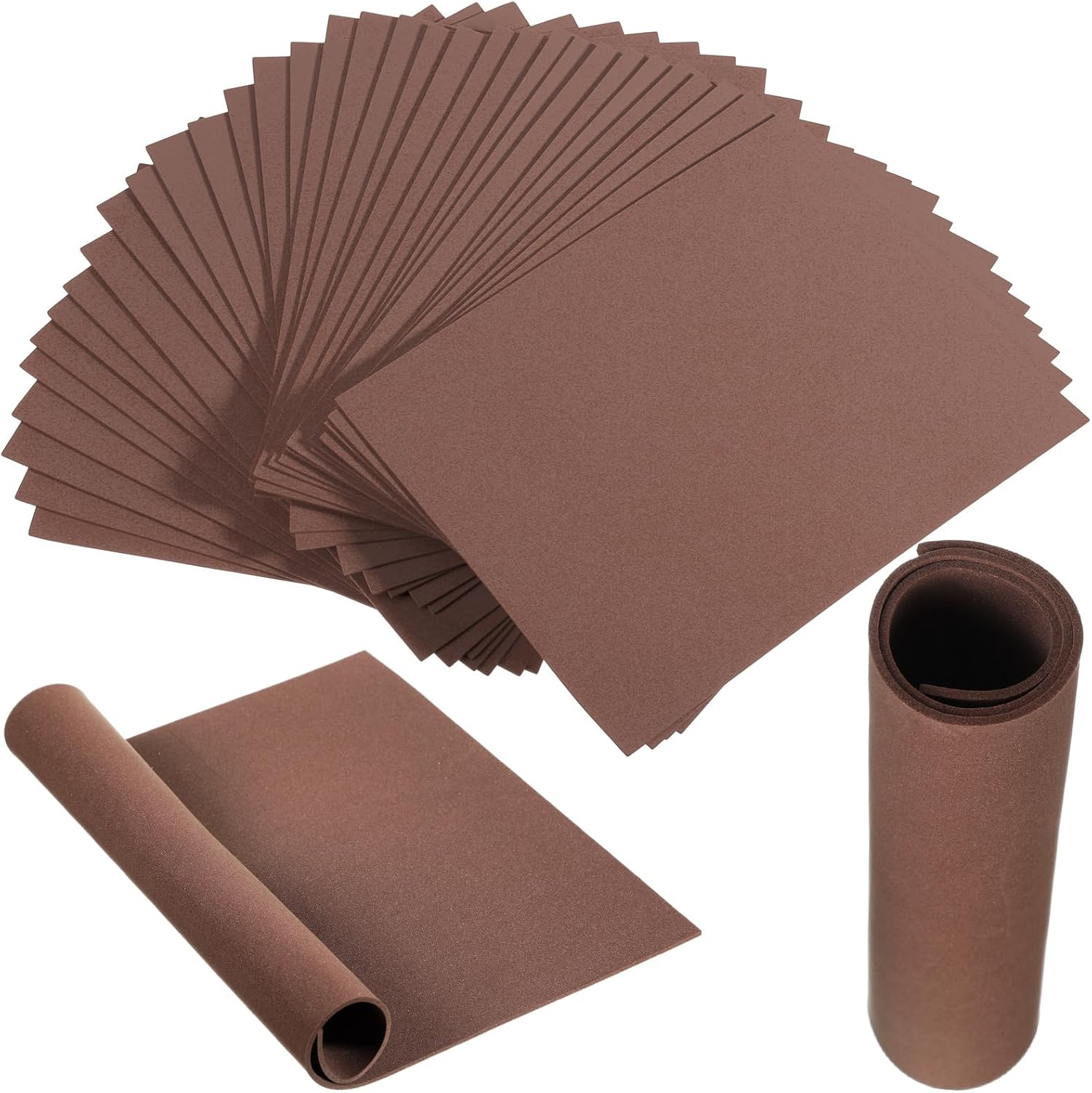 Tenceur 50 hojas de espuma EVA de 9 x 12 pulgadas, hojas de papel de espuma de 0.079 in de grosor para arte de oficina y bricolaje (marrón)