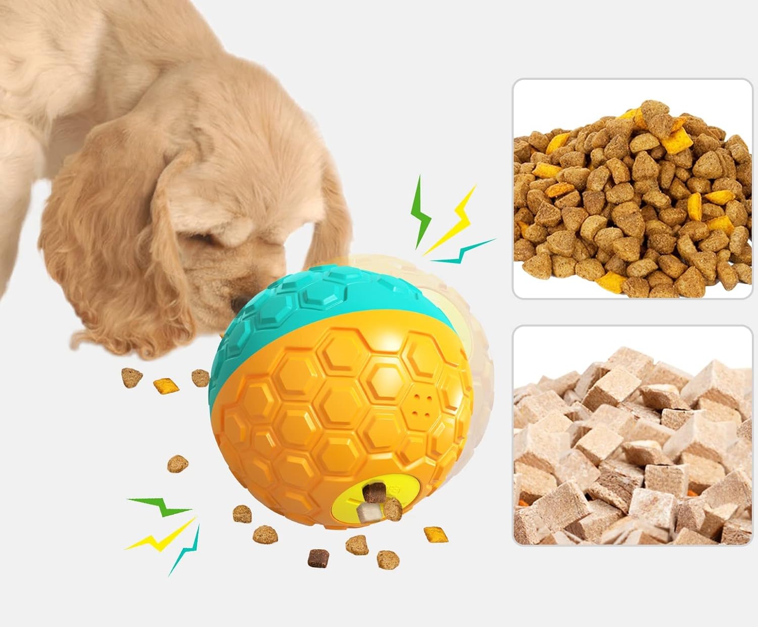 HNNOAIDA Juguete interactivo de comida para perro, juguete de bola de perro de 5.8 pulgadas que sostiene golosinas, juguete duradero para golosinas