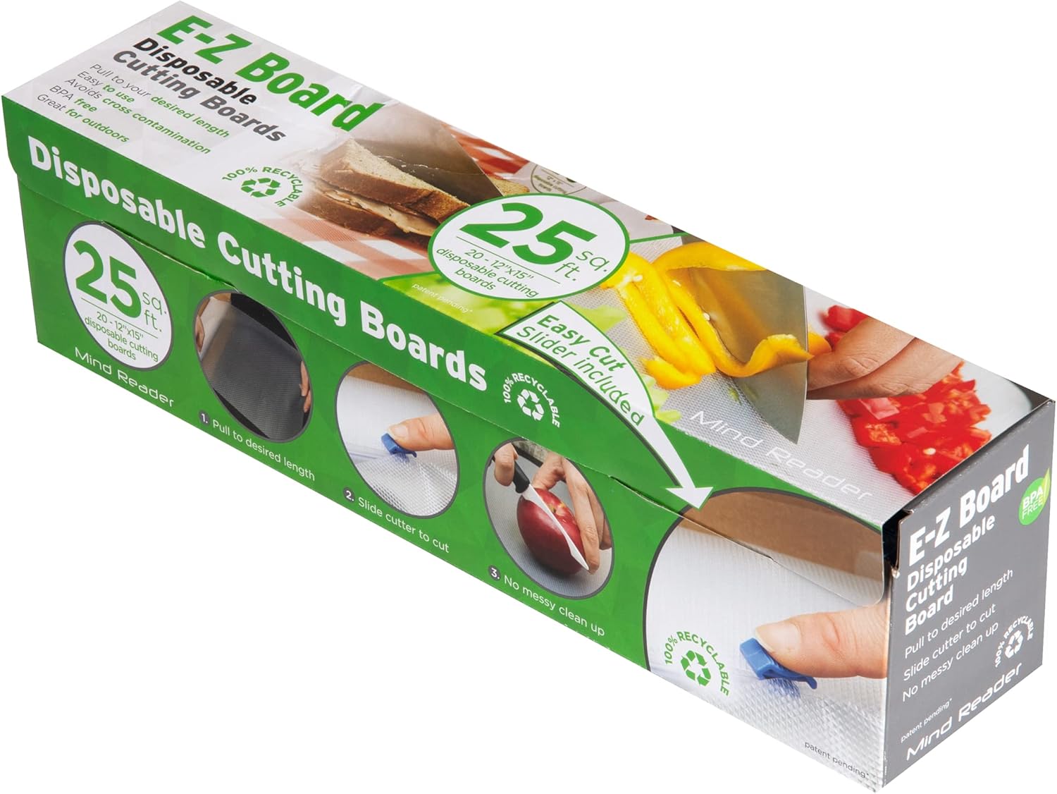 E-Z Board – Juego de 3 tablas de cortar de plástico desechables, 25 pies cuadrados, fácil de limpiar y de usar conveniente, ideal para acampar,