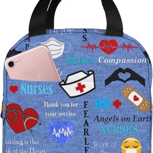 Bolsa de almuerzo con temática de enfermera para mujer, bolsa de mano aislada, reutilizable, hielera para el trabajo, picnic, viajes, talla única Bolsa de almuerzo con temática de enfermera para mujer, bolsa de mano aislada, reutilizable, hielera para el trabajo, picnic, viajes, talla única