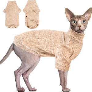 Idepet Sphynx Suéter de gatos sin pelo, ropa suave para cachorros, lindo pijama de gato, ropa de algodón para mascotas, cuello alto de invierno para Idepet Sphynx Suéter de gatos sin pelo, ropa suave para cachorros, lindo pijama de gato, ropa de algodón para mascotas, cuello alto de invierno para