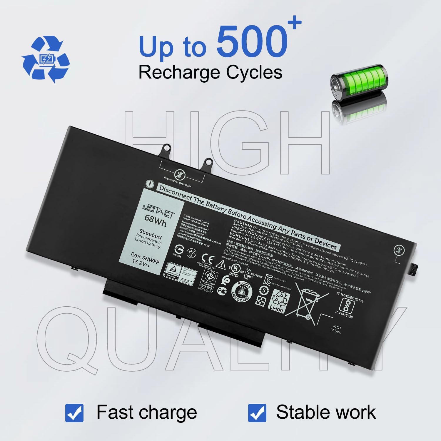 3HWPP – Batería para portátil compatible con Dell Latitude 5401 5410 5501 5411 5510 5511 Precision 3541 3551 Series Notebook 10X1J N2NLL 1VY7F