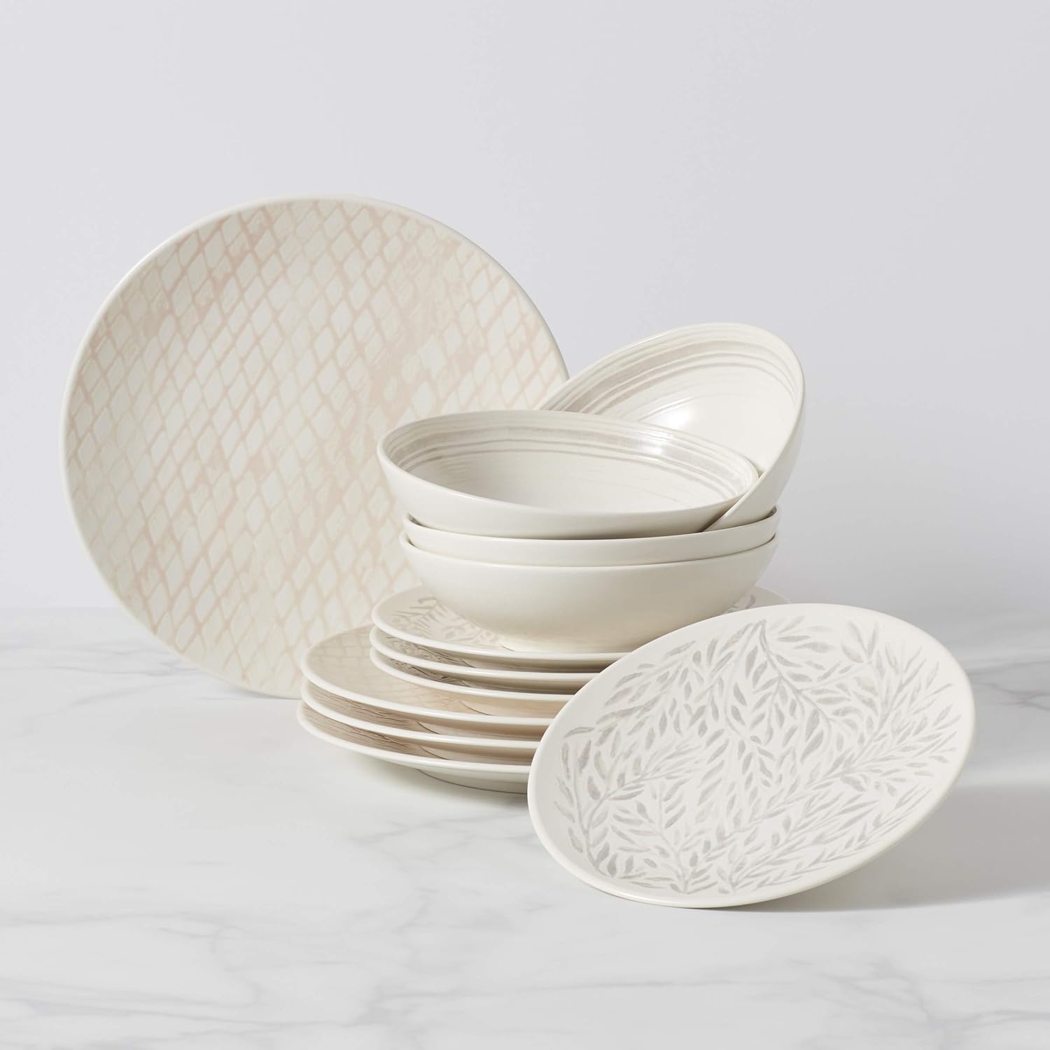 Lenox Juego de 12 piezas neutrales texturizadas de lino, 16.70 libras