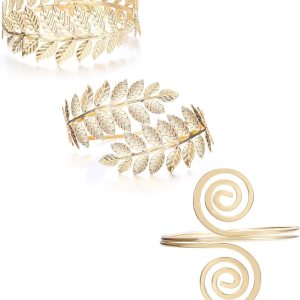 Finrezio – Juego de 3 pulseras para brazo estilo victoriano filigrana estilo gitano boho chapado en oro brazaletes abiertos hoja brazaletes Finrezio – Juego de 3 pulseras para brazo estilo victoriano filigrana estilo gitano boho chapado en oro brazaletes abiertos hoja brazaletes