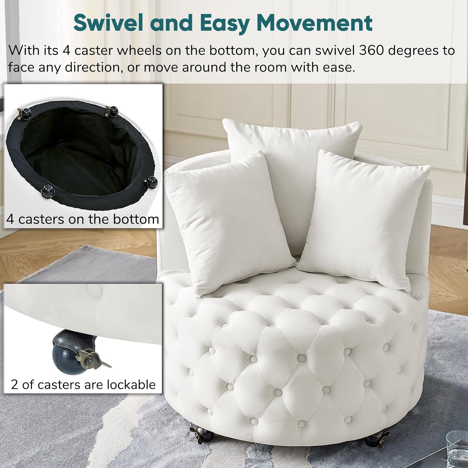 JOYBASE Silla giratoria de barril, silla redonda giratoria decorativa, acogedora y cómoda, silla de club circular, sillón moderno para sala de