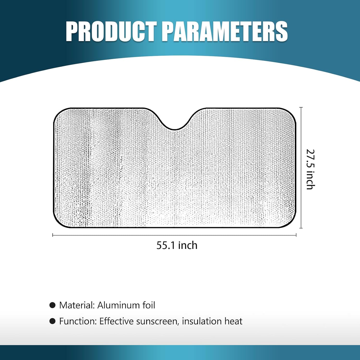 1 parasol para parabrisas de automóvil, protector de envejecimiento interior de 55.1 x 27.5 pulgadas, protector de envejecimiento de tablero de