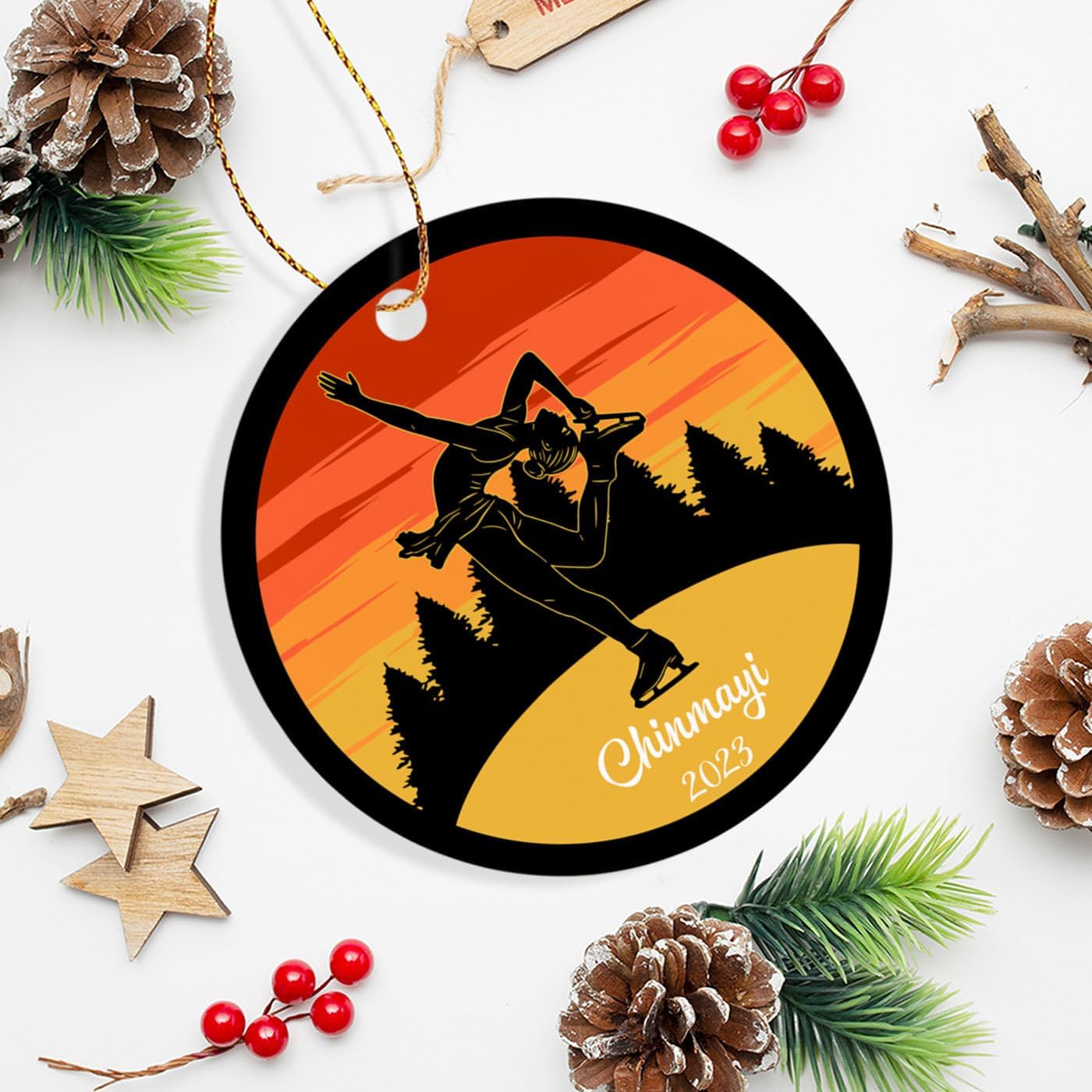 Adorno personalizado de patinaje artístico, regalo para Navidad 2023, amantes del patinaje, aficionados, entrenadores, hombres y mujeres, adorno de
