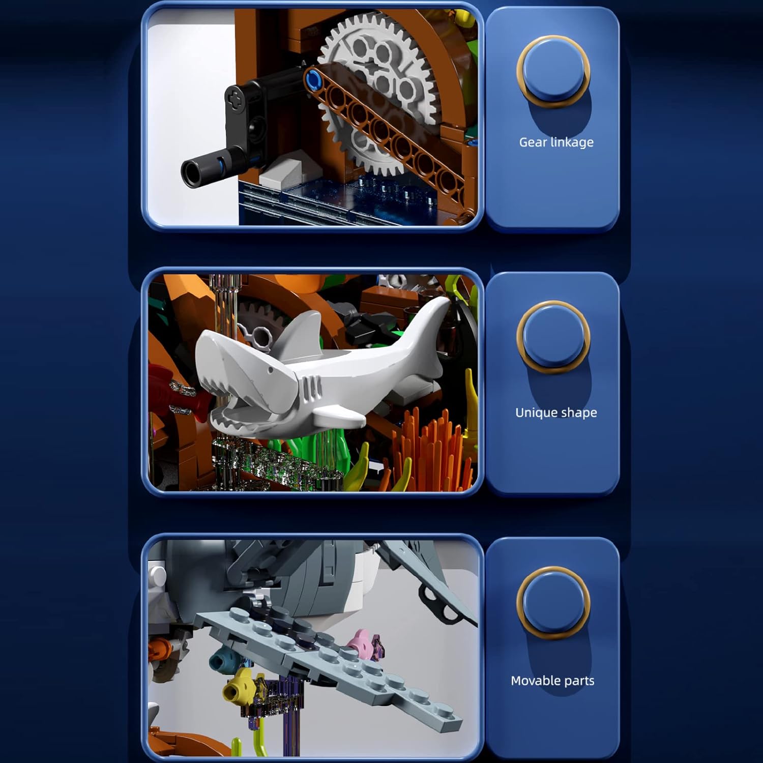 Deep Sea Creatures Hammerhead Shark Kit de bloques de construcción de 1141 piezas. Este juego de bloques de construcción de animales marinos se