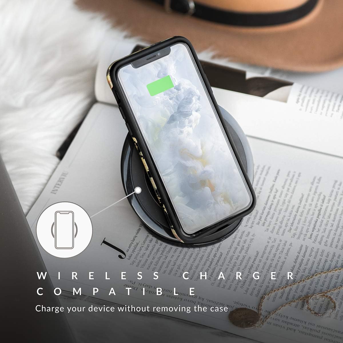 BURGA – Funda compatible con iPhone 11 PRO MAX, carcasa rígida híbrida de 2 capas + Funda de silicona, Fatal Contradiction (marmolado blanco y negro