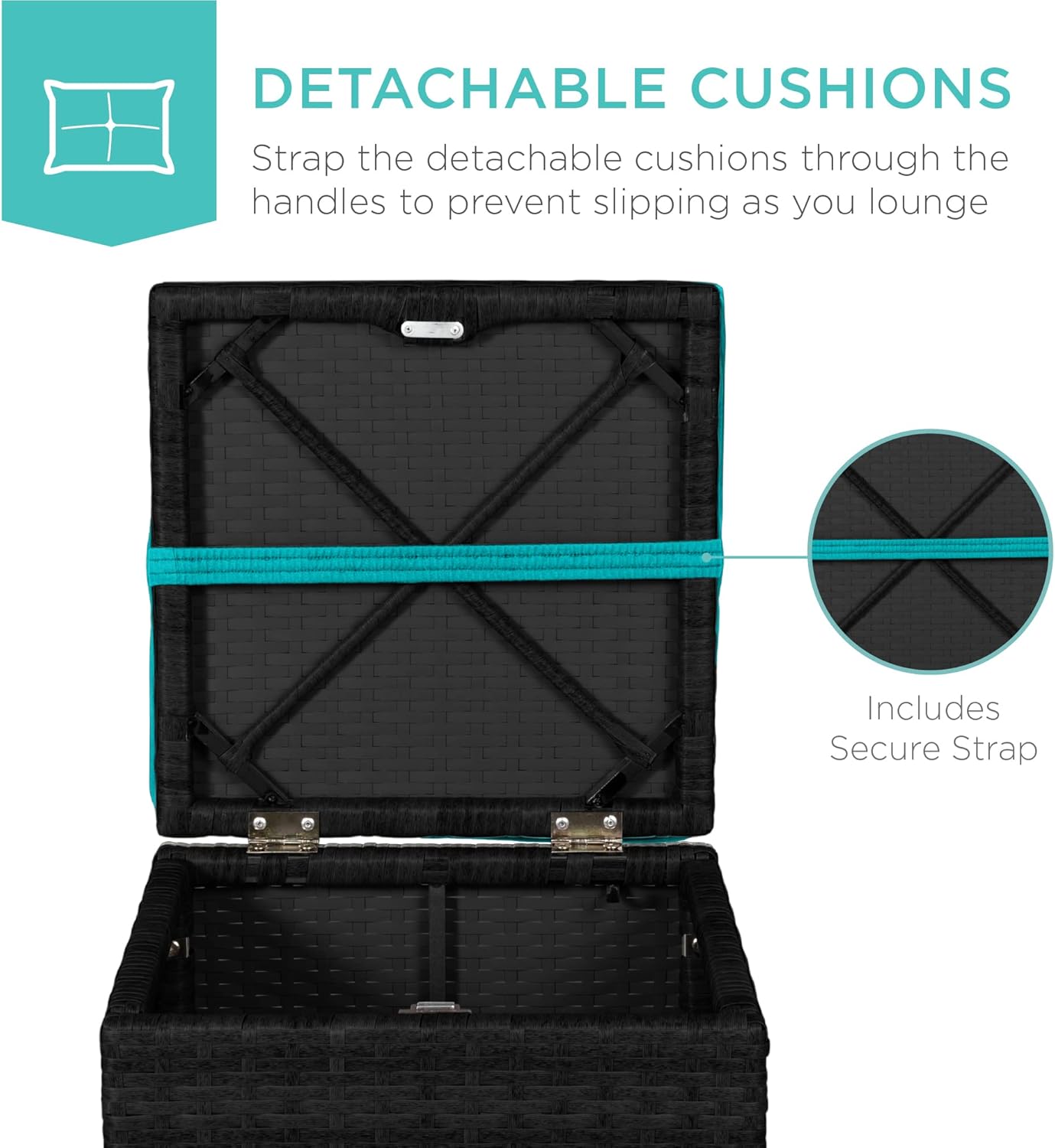 Best Choice Products Juego de 2 otomanas de mimbre, muebles de exterior multiusos para patio, patio trasero, asientos adicionales, reposapiés, mesa