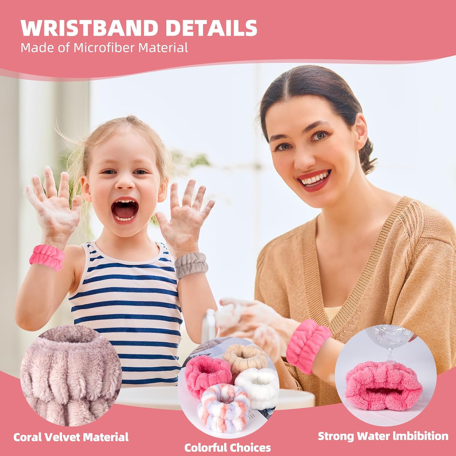 Toallas de muñeca ultra absorbentes y duraderas para lavar la cara, pulseras de lavado de cara para mujeres y niñas, bandas de muñeca para lavar la