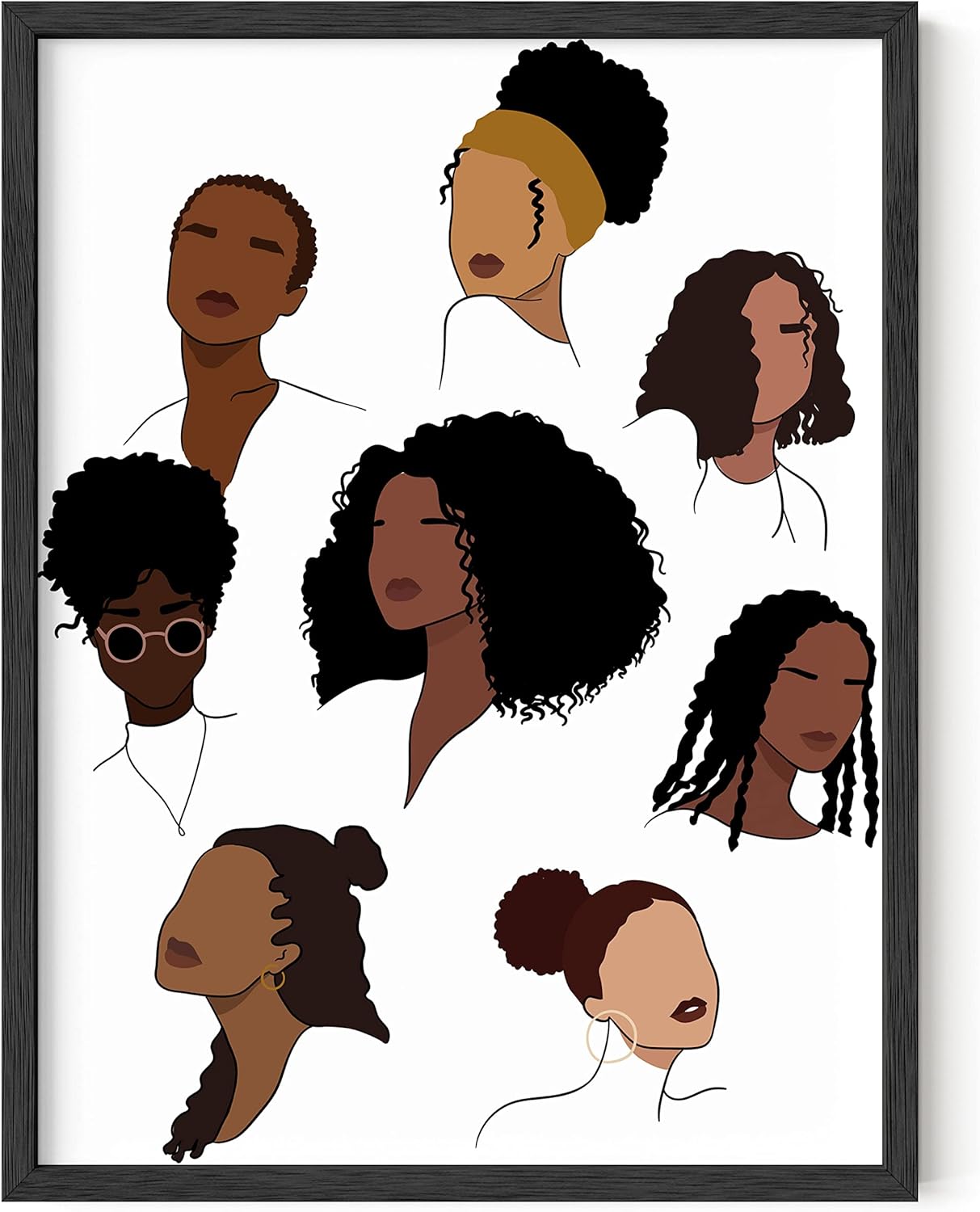 HAUS AND HUES Arte de pared y póster de cabello de niña negra para mujer, arte de mujeres negras y afroamericanas para pared, arte de pared de mujer