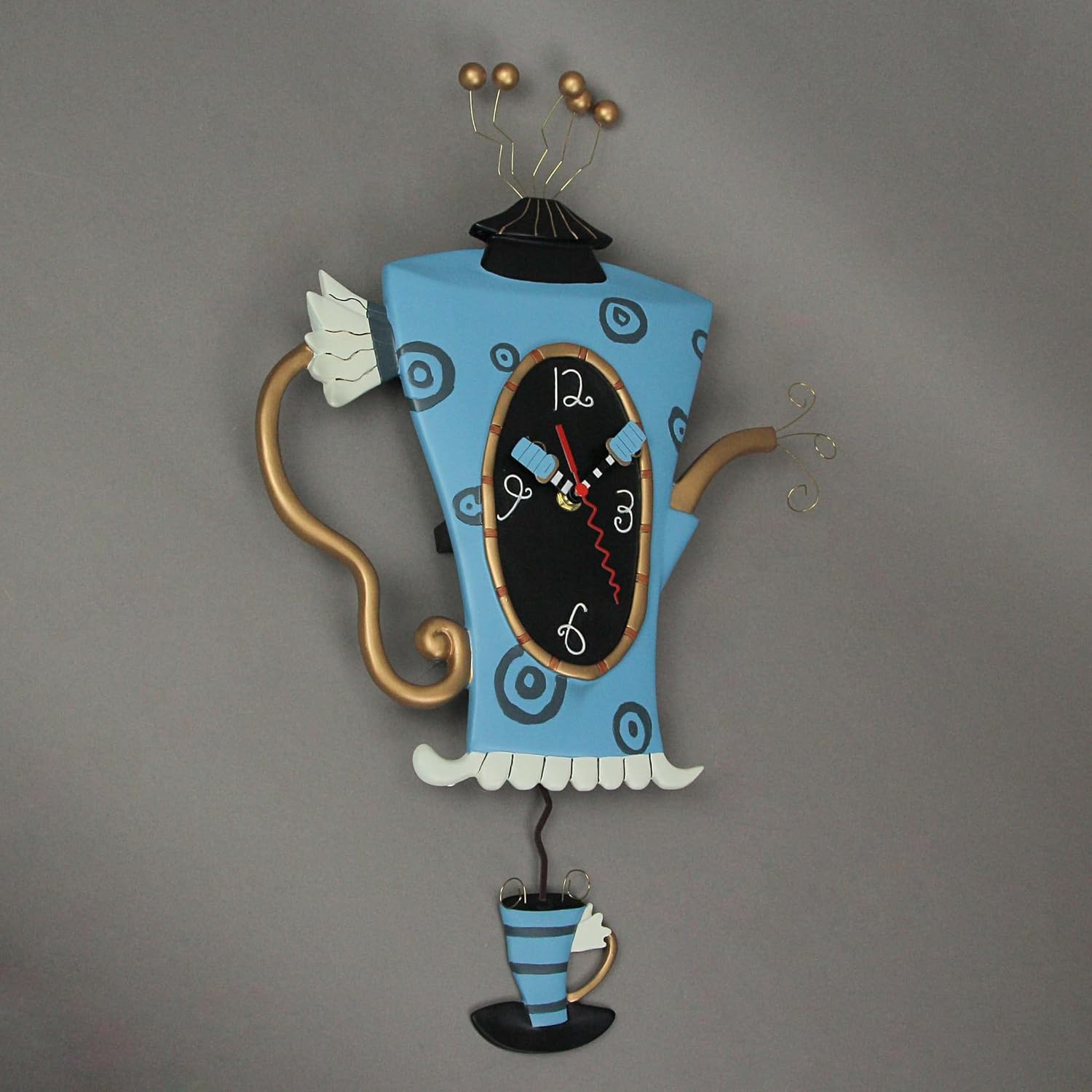 Allen Designs Cozy Time – Reloj de pared de péndulo decorativo de resina para decoración del hogar