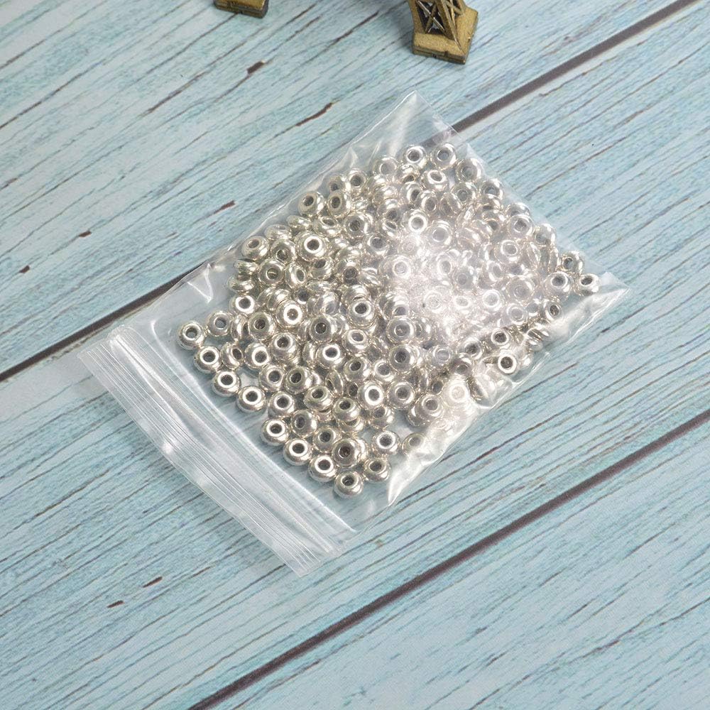 200 piezas redondas de plata de acero inoxidable espaciador cuentas DIY joyería hallazgos