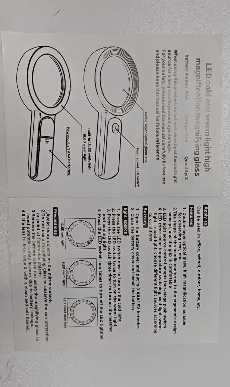 Lupa con 18 luces LED, lupa iluminada grande de mano 30X, lupa de lectura con para lectura de personas mayores, monedas, sellos, mapa, inspección,