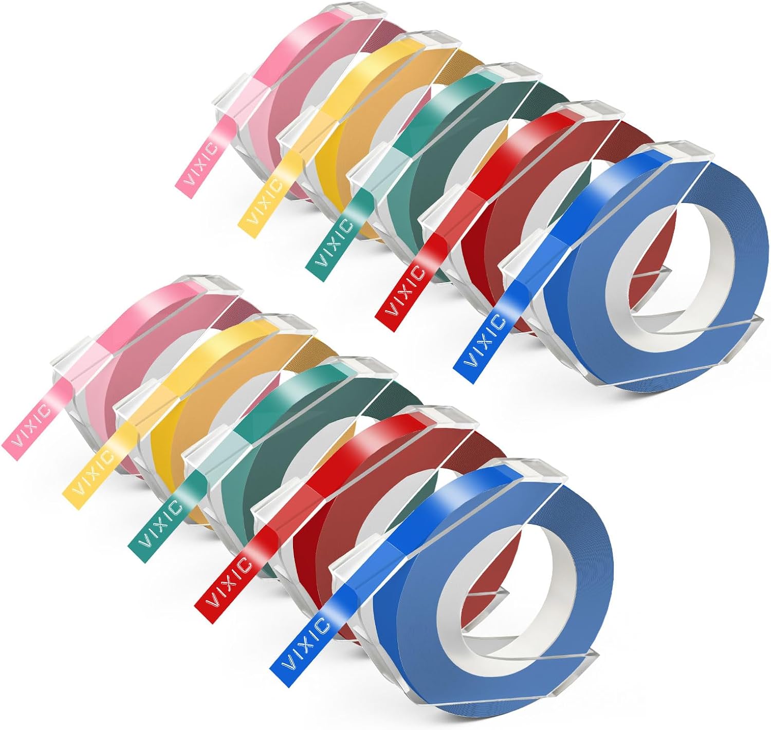 Paquete de 10 cintas autoadhesivas para etiquetas en relieve Dymo Xpress 1540 1550 1570 Office Mate II 12965 DYM12966 etiquetas en relieve, 38