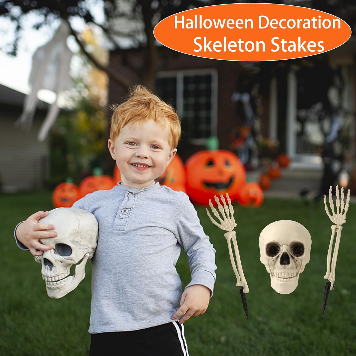 Estacas de esqueleto de decoración de Halloween, 3 piezas de tamaño real, estacas de esqueleto rompedores de tierra para decoración de Halloween,