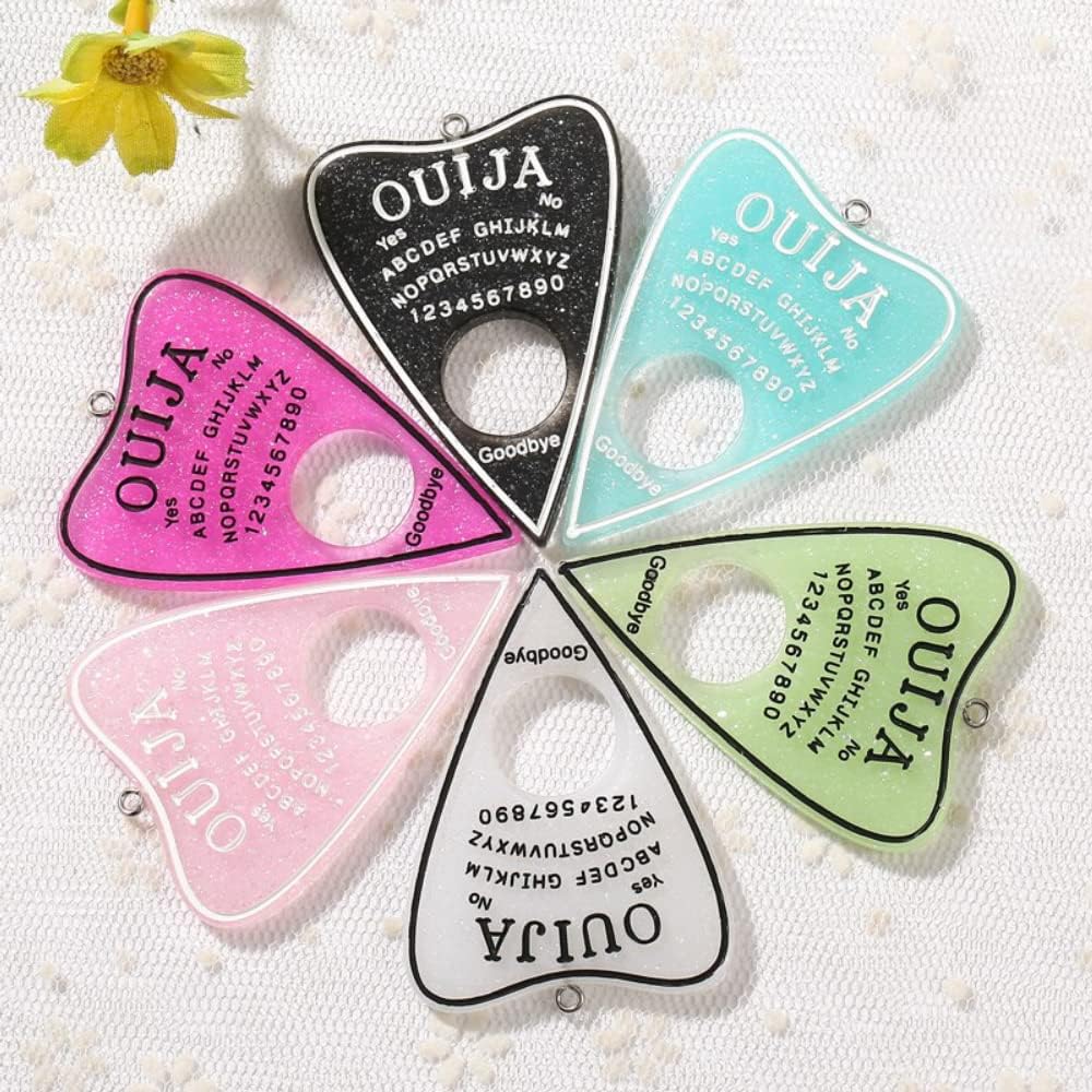 SEBOYKING 10 dijes de Navidad espeluznantes ataúd bola de cristal Ouija adornos de sombrero de parte trasera plana, abalorios acrílicos para hacer