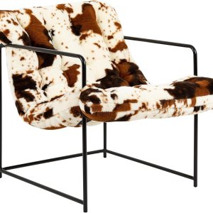 GIA Silla decorativa moderna de mediados de siglo para sala de estar, dormitorio y oficina, juego de 1, tapizada en piel sintética marrón y blanca GIA Silla decorativa moderna de mediados de siglo para sala de estar, dormitorio y oficina, juego de 1, tapizada en piel sintética marrón y blanca