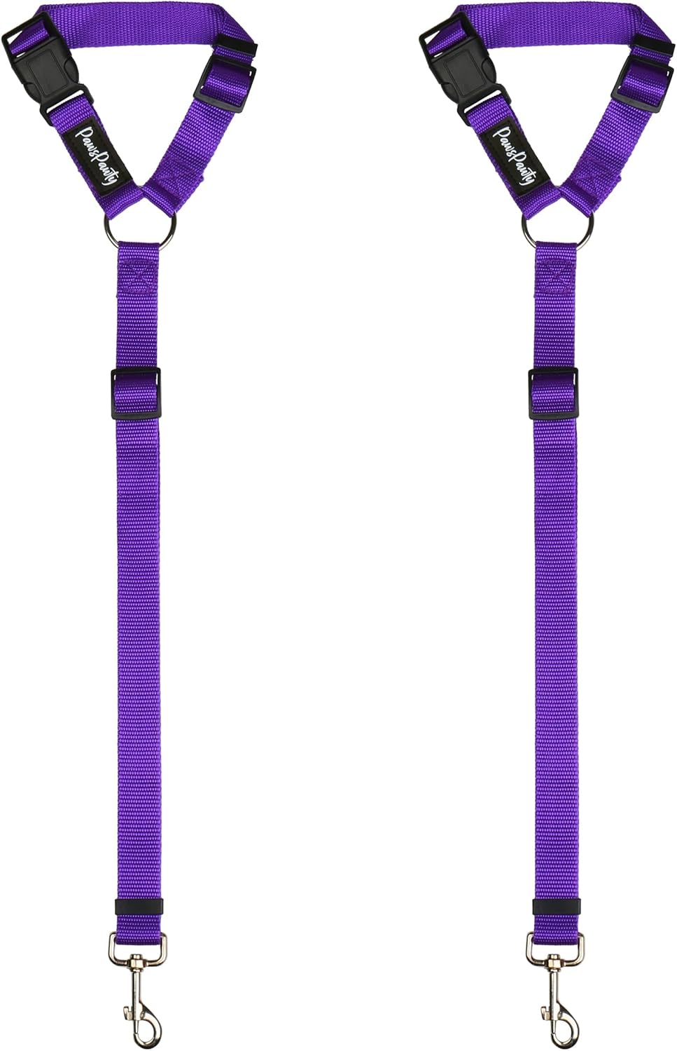 PawsPawty – Paquete de 2 cinturones de seguridad para perros, ajustable, tela de nailon, correas de seguridad para automóvil, arnés para perros,
