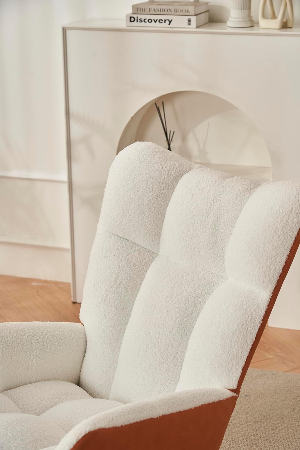 ONME Mecedora para guardería, moderna mecedora con respaldo alto, silla mecedora tapizada de peluche suave, cómoda silla para sala de estar,