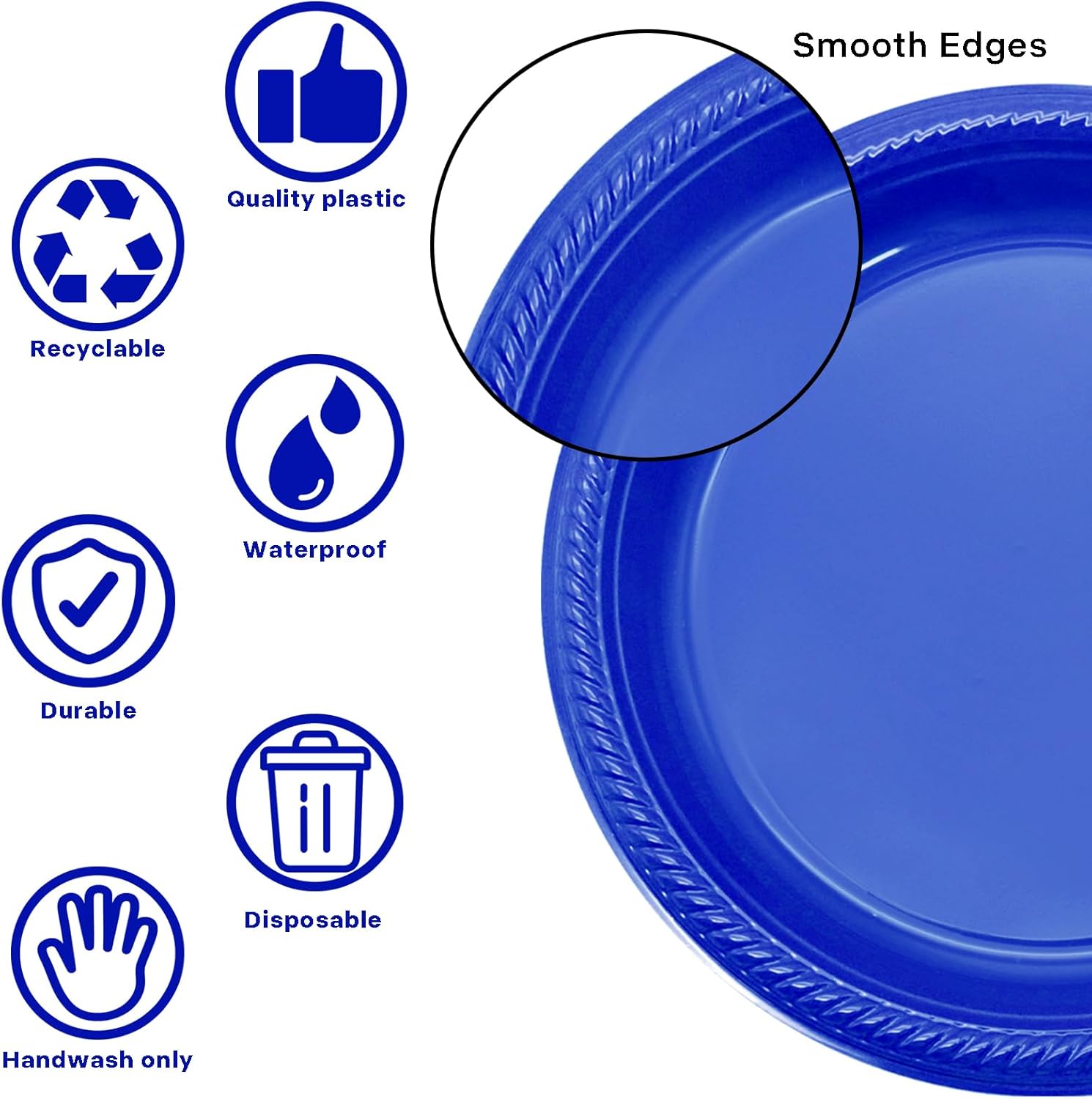joy akkess Platos desechables de plástico azul para fiestas, platos de plástico azul oscuro de 9 pulgadas desechables para fiestas, 50 platos de