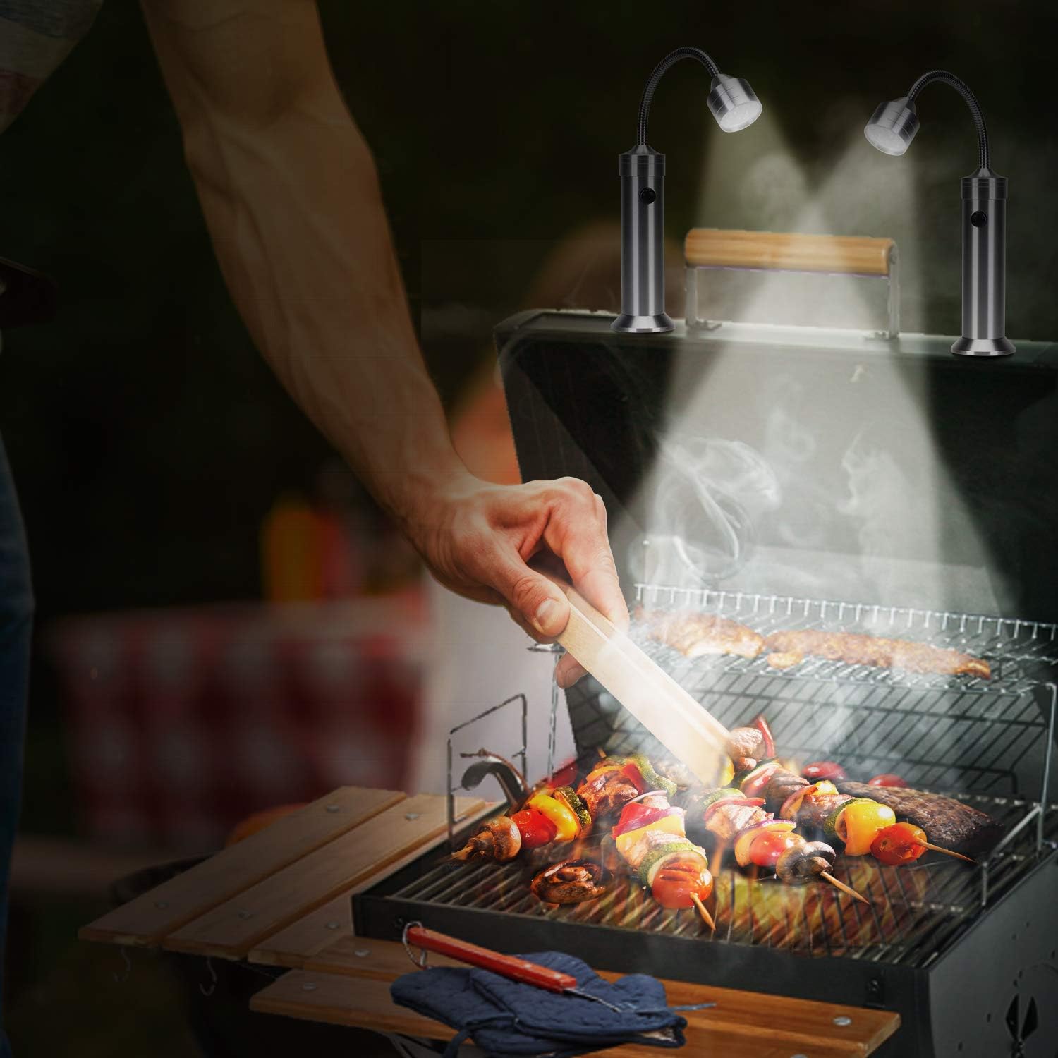 KOSIN – Luces LED para parrilla de asador con base magnética, muy brillantes, cuello de ganso flexible de 360 grados, resistente a la intemperie,