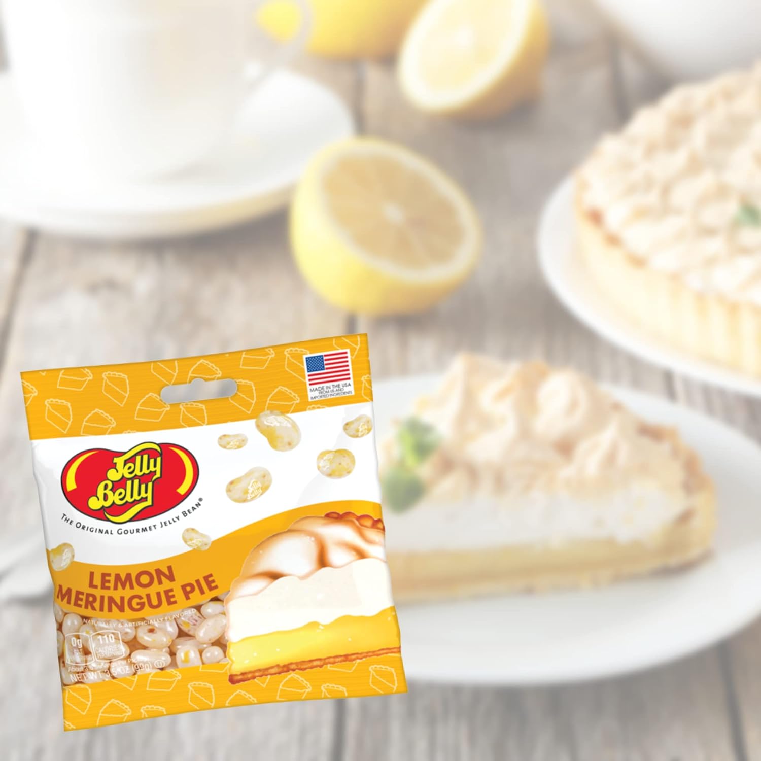 Jelly Bean Lemon Merengue Pie, aperitivo de frijoles con sabor a postre, surtido de golosinas gourmet para compartir para llevar, paquete de 2,
