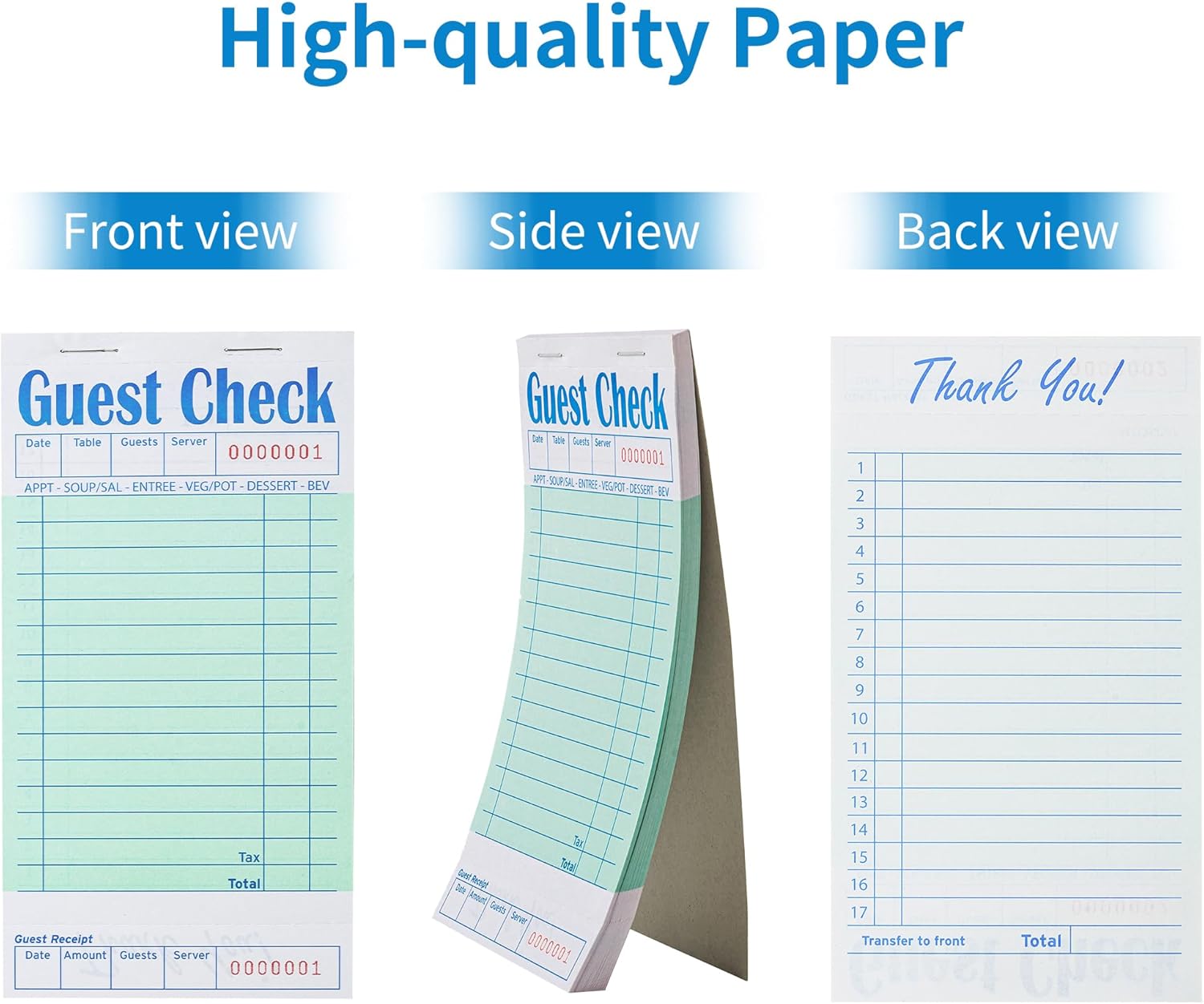 Paquete de 6 libros de cheques de invitados para servidores, bloc de notas de servidor, cuaderno de cheques de camarero, bloc de notas para mesera