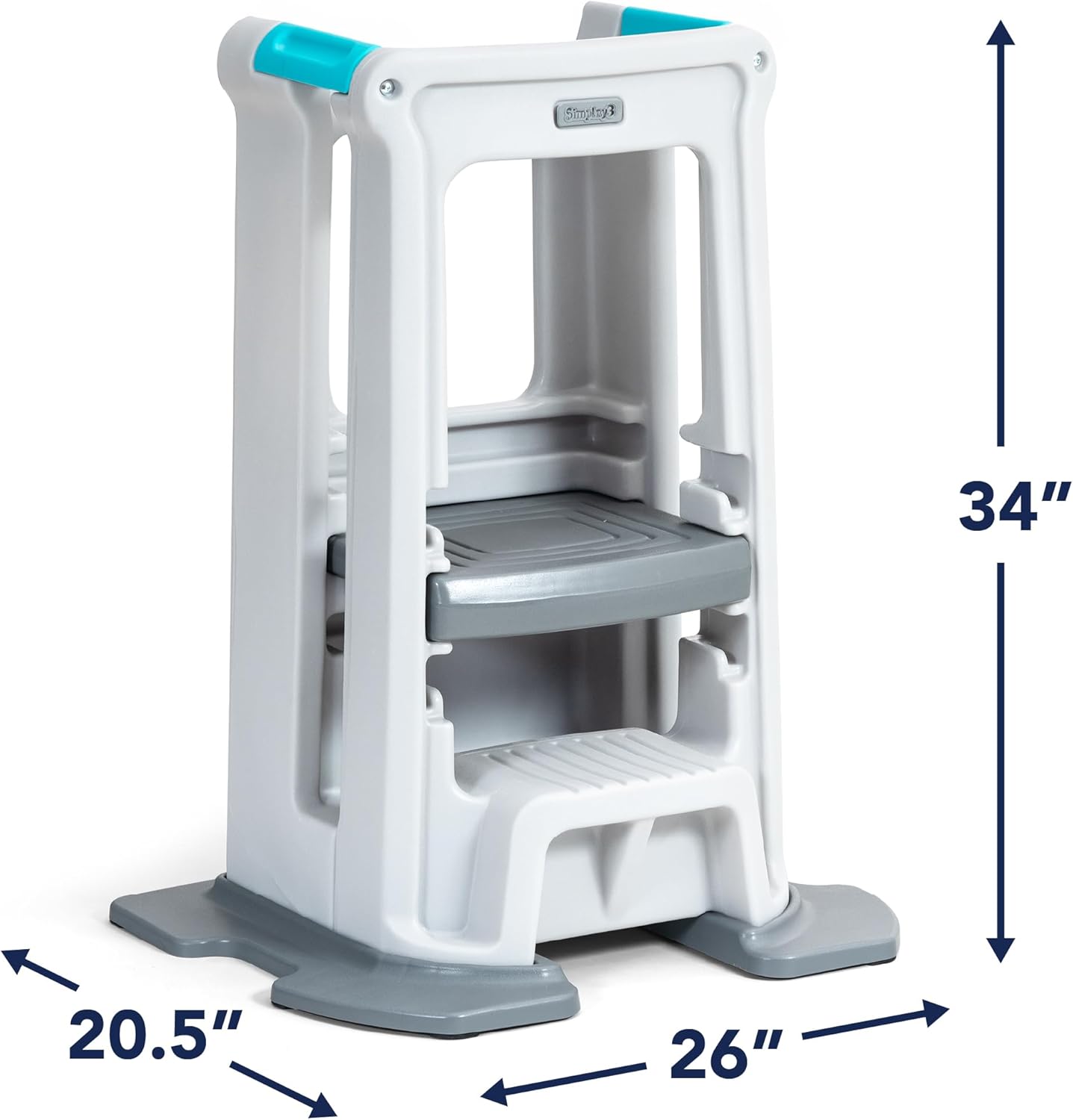 Simplay3 Taburete y base para niños pequeños con tres alturas ajustables, taburete para niños, color blanco