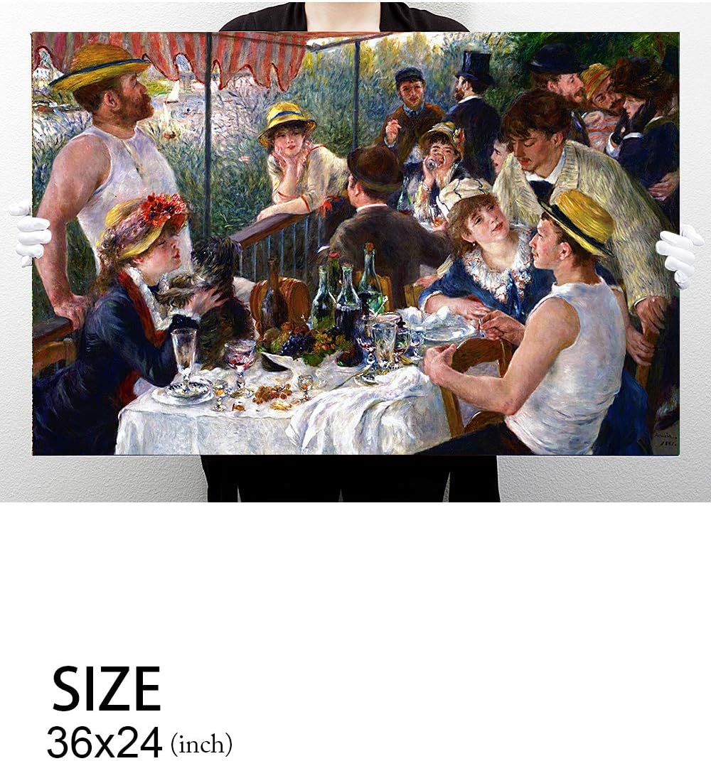 DECORARTS – Almuerzo de la fiesta náutica de Pierre-Auguste Renoir. Reproducción de pintura al óleo, impresión giclée sobre lienzo. Arte de pared