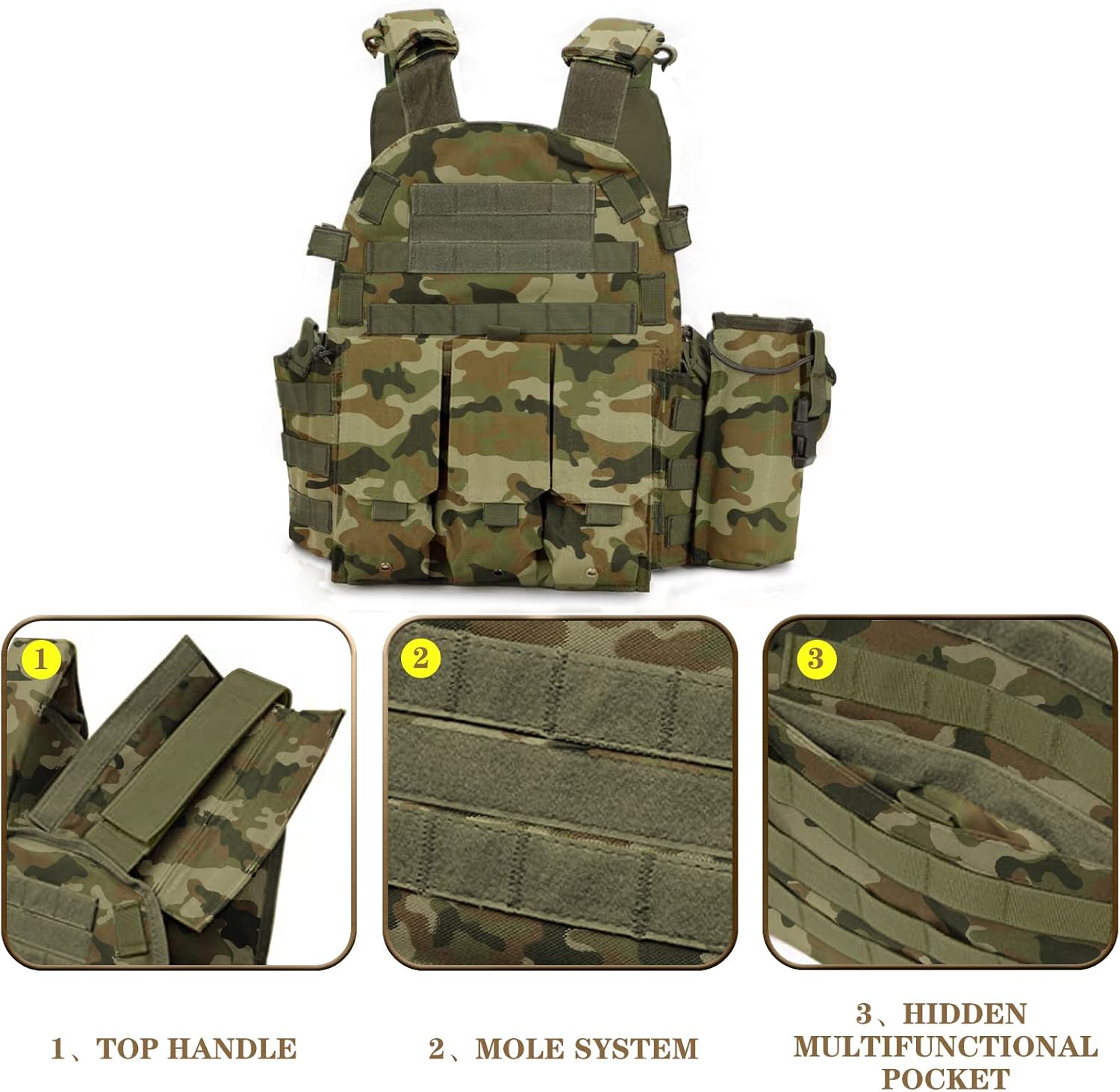 Chaleco MOLLE táctico de caza, bolsa de herramientas para entrenamiento militar, chaleco protector modular para intemperie paintball juegos CS