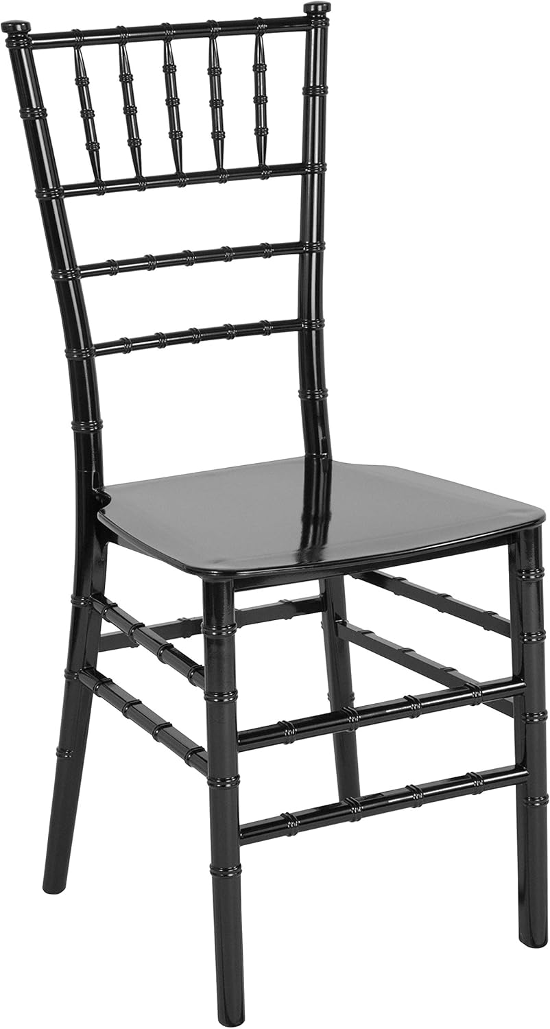 Flash Furniture Paquete de 2 sillas Chiavari apilables de resina negra de la serie HERCULES
