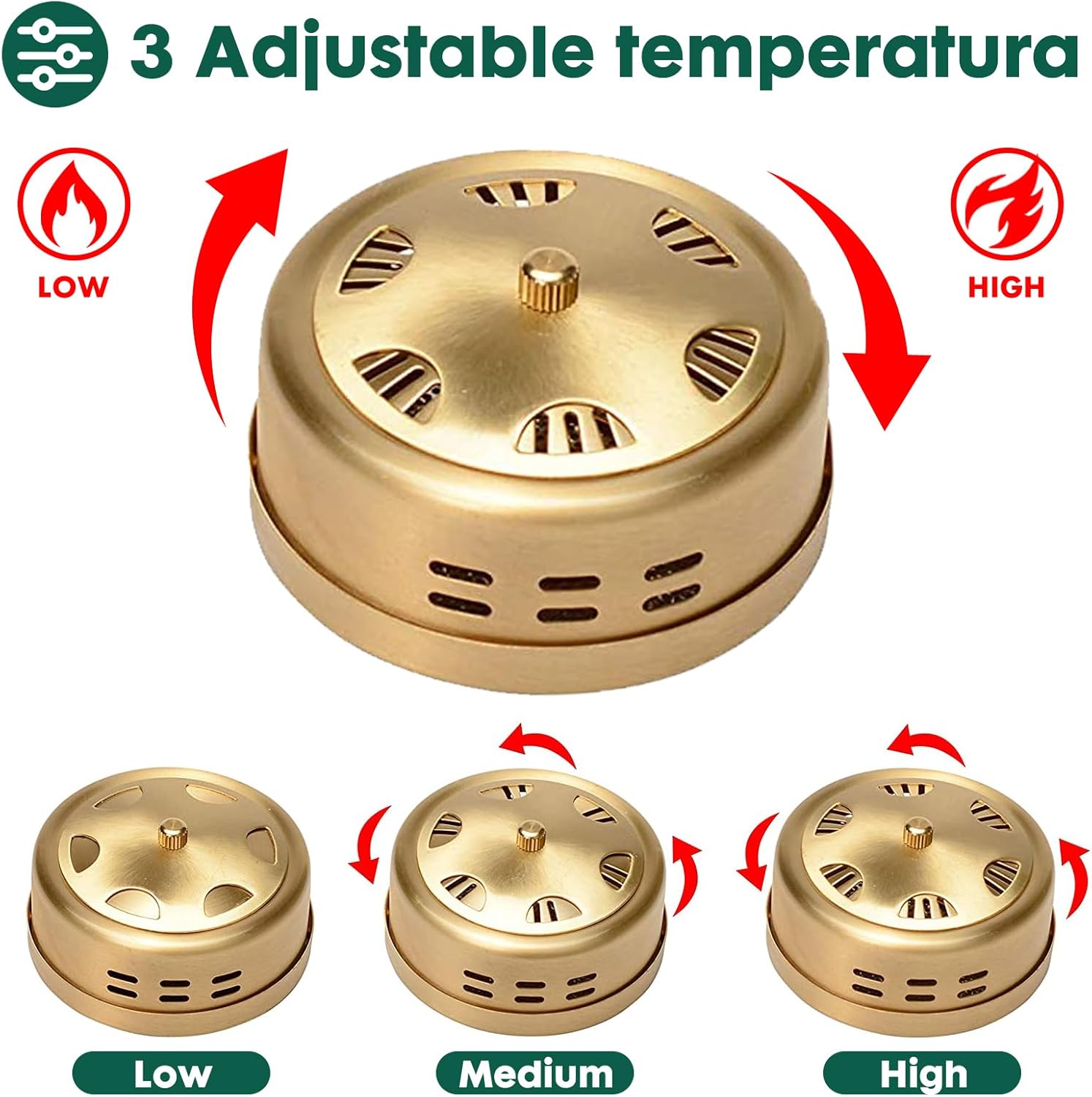Caja de moxa de cobre sin humo, juego de 3 purificadores de tanque de cobre, herramienta de tratamiento de moxibustión, bolsa de terapia portátil,