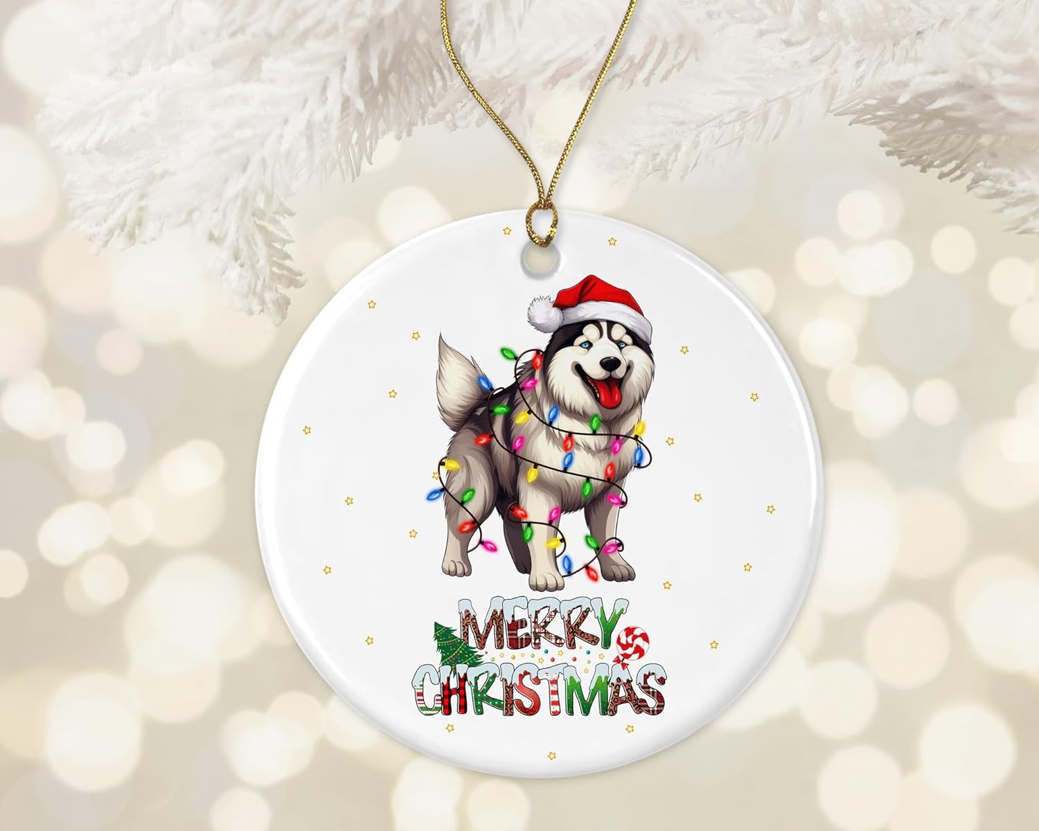 Adorno de husky siberiano, adorno de Feliz Navidad, regalo de adopción de perro, adorno de primera Navidad, adornos conmemorativos para perros,