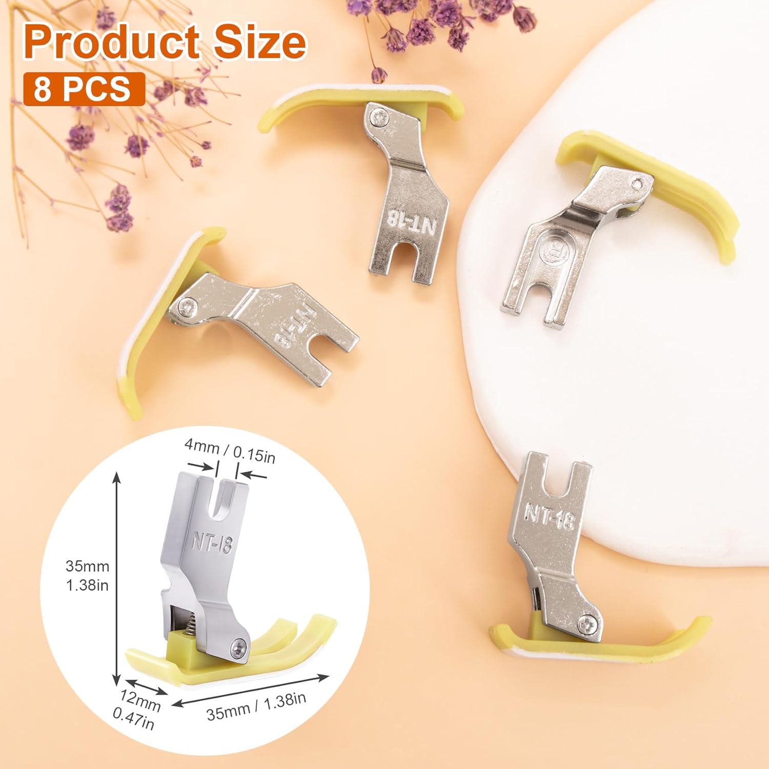 8 pies prensatelas de costura, prensatelas de plástico antiadherentes, prensatelas de costura resistentes al desgaste para máquinas de coser