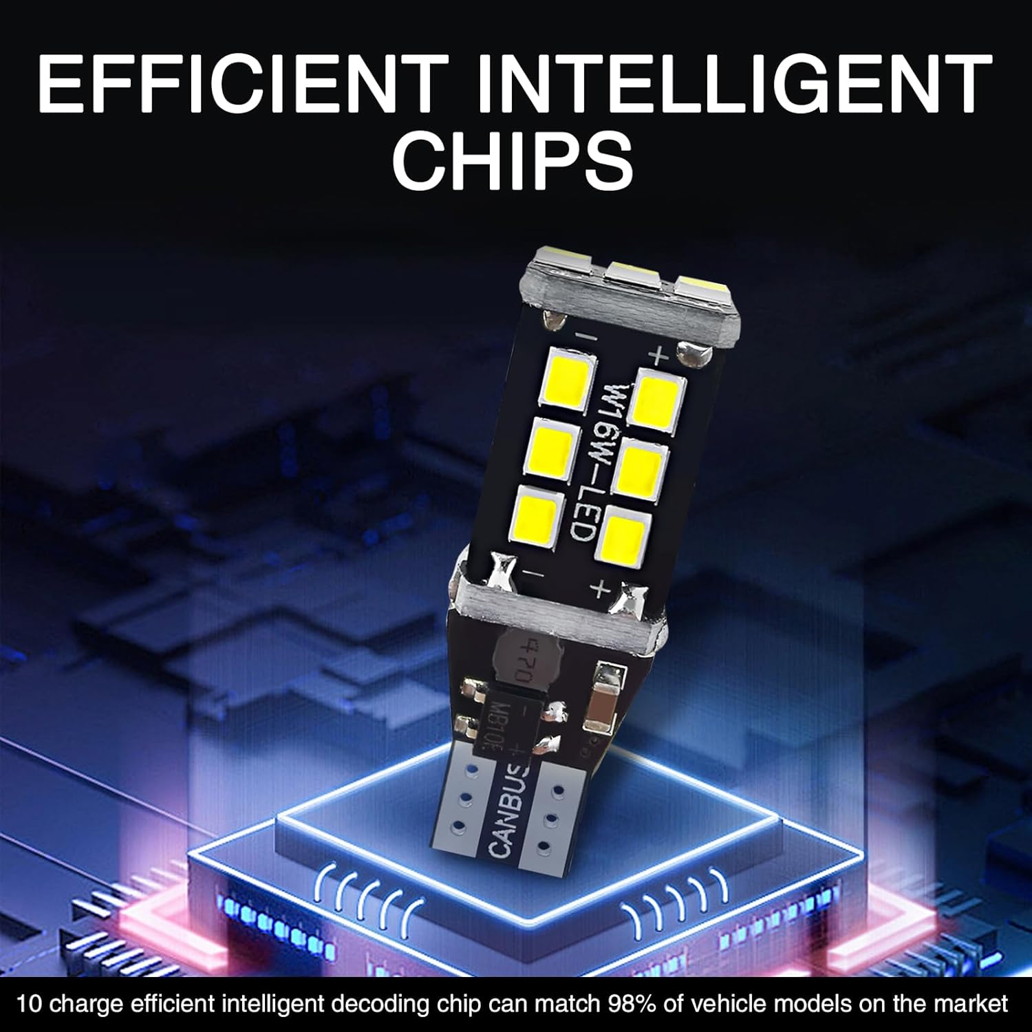 4 PCS Car LED Decoded Reversing Light, 2835-15SMD PC Board IP67 Waterproof Smart IC Driven Constant Current Turn Signal Lamp, Auto Fast Response