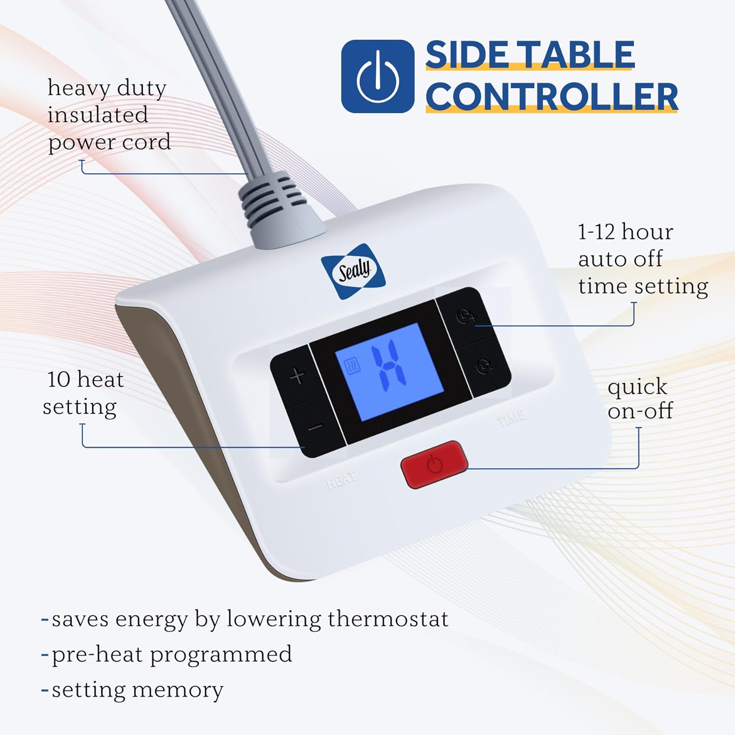 SEALY Manta eléctrica tamaño individual, manta térmica de sherpa suave con un solo control con 10 niveles de calefacción y ajustes de apagado