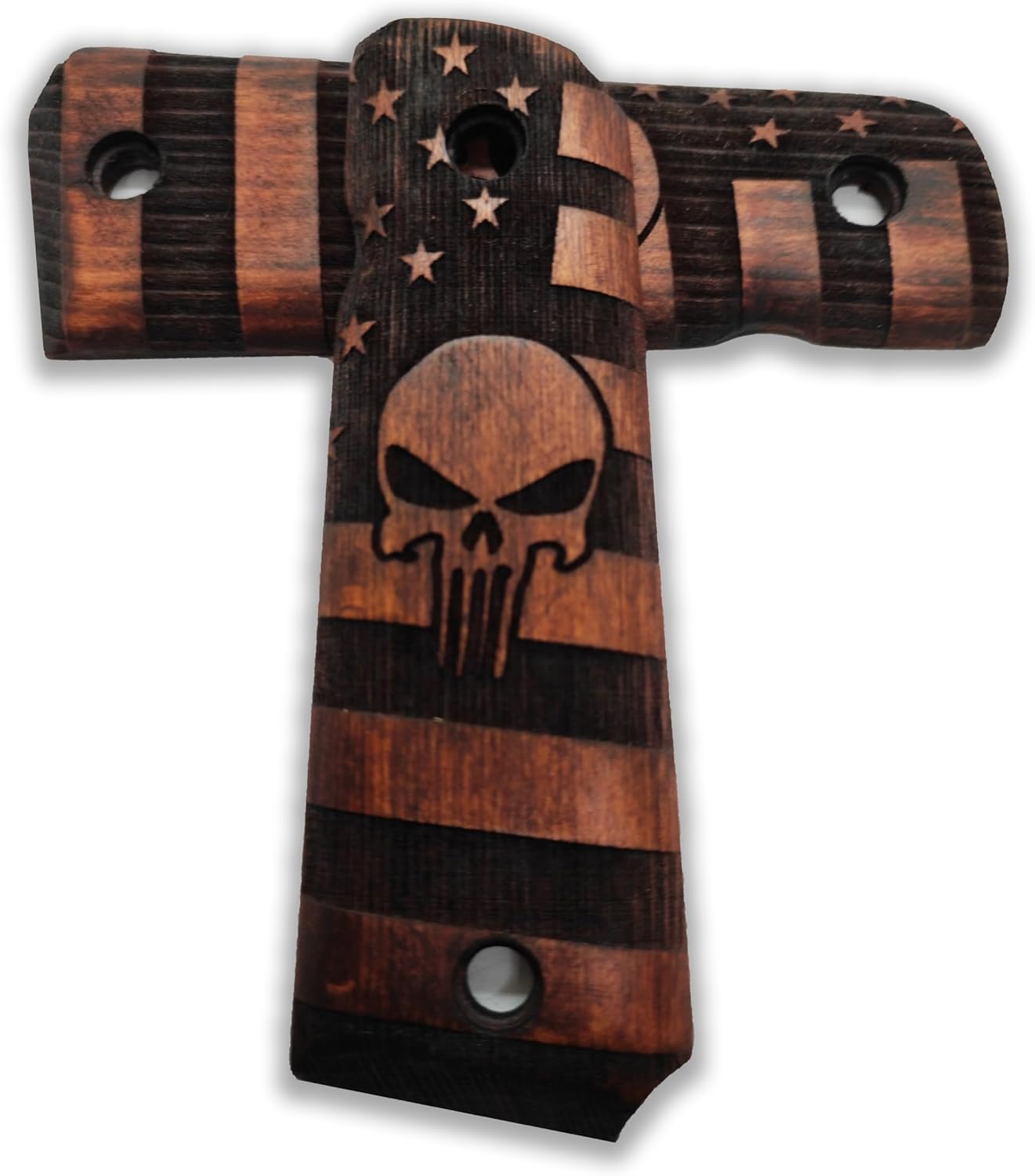 Serie Punisher 1911 de la bandera de Estados Unidos, empuñaduras de pistola de madera 1911, corte de seguridad Ambi para 1911 tamaño completo,