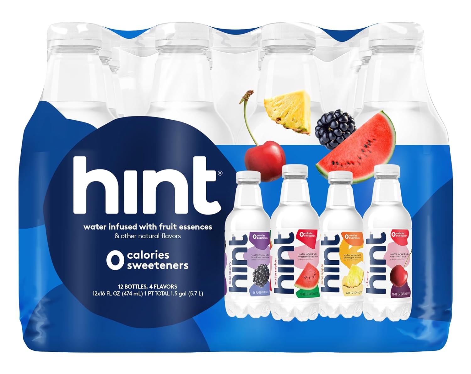 Hint – Paquete de 24 botellas de agua de 16 onzas, 3 botellas de cada sabor