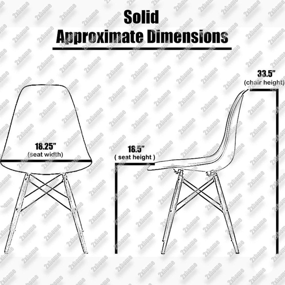 Juego de dos (2) silla lateral modelo Eames y silla de comedor Eiffel 2xhome – Butaca sin brazos, sillas sin brazos con patas de madera y alambres