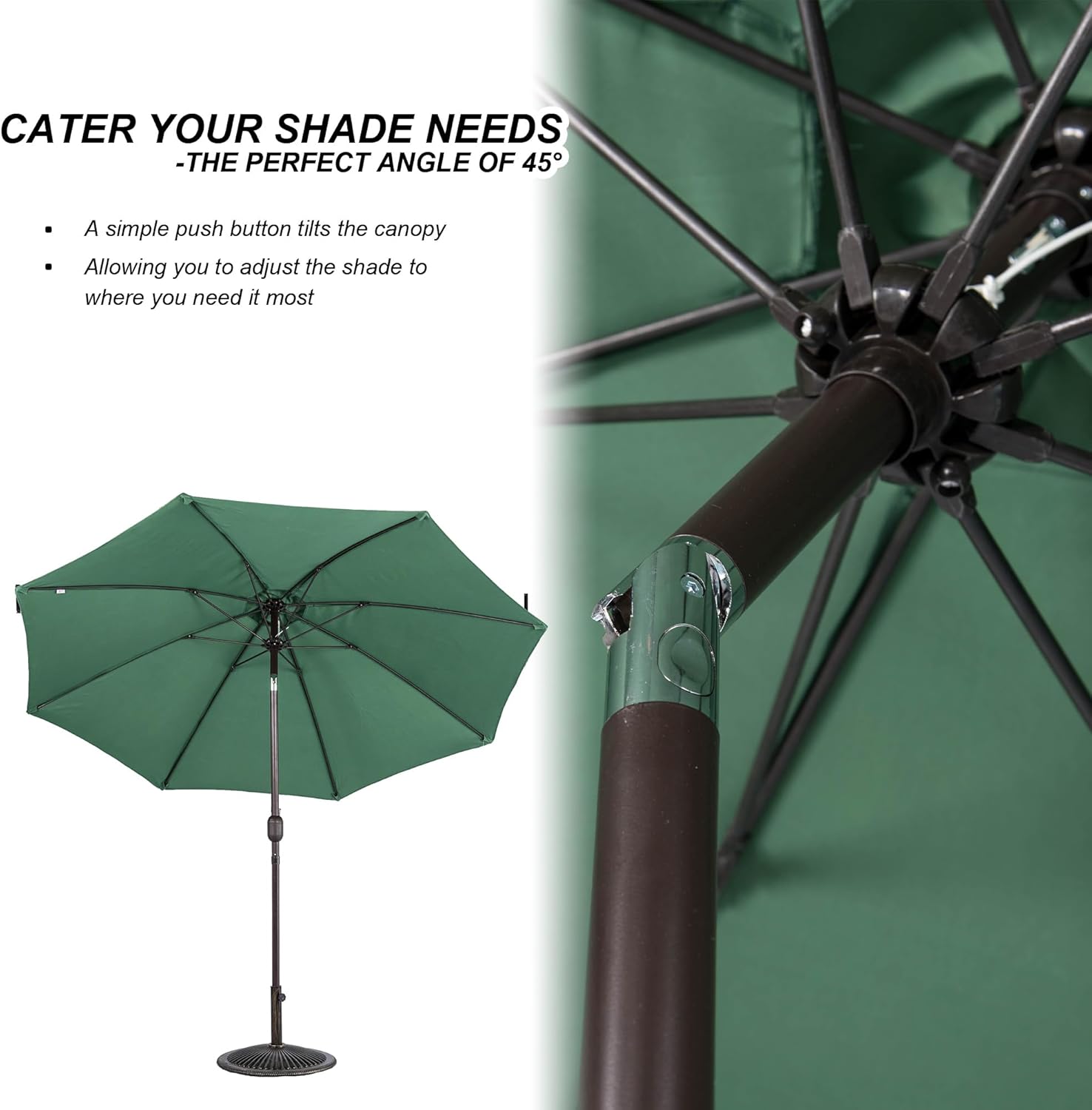 Sundale Outdoor Paraguas con base incluida, sombrilla de patio de 10 pies con base de sombrilla de 48 libras, sombrilla de mesa de poliéster para