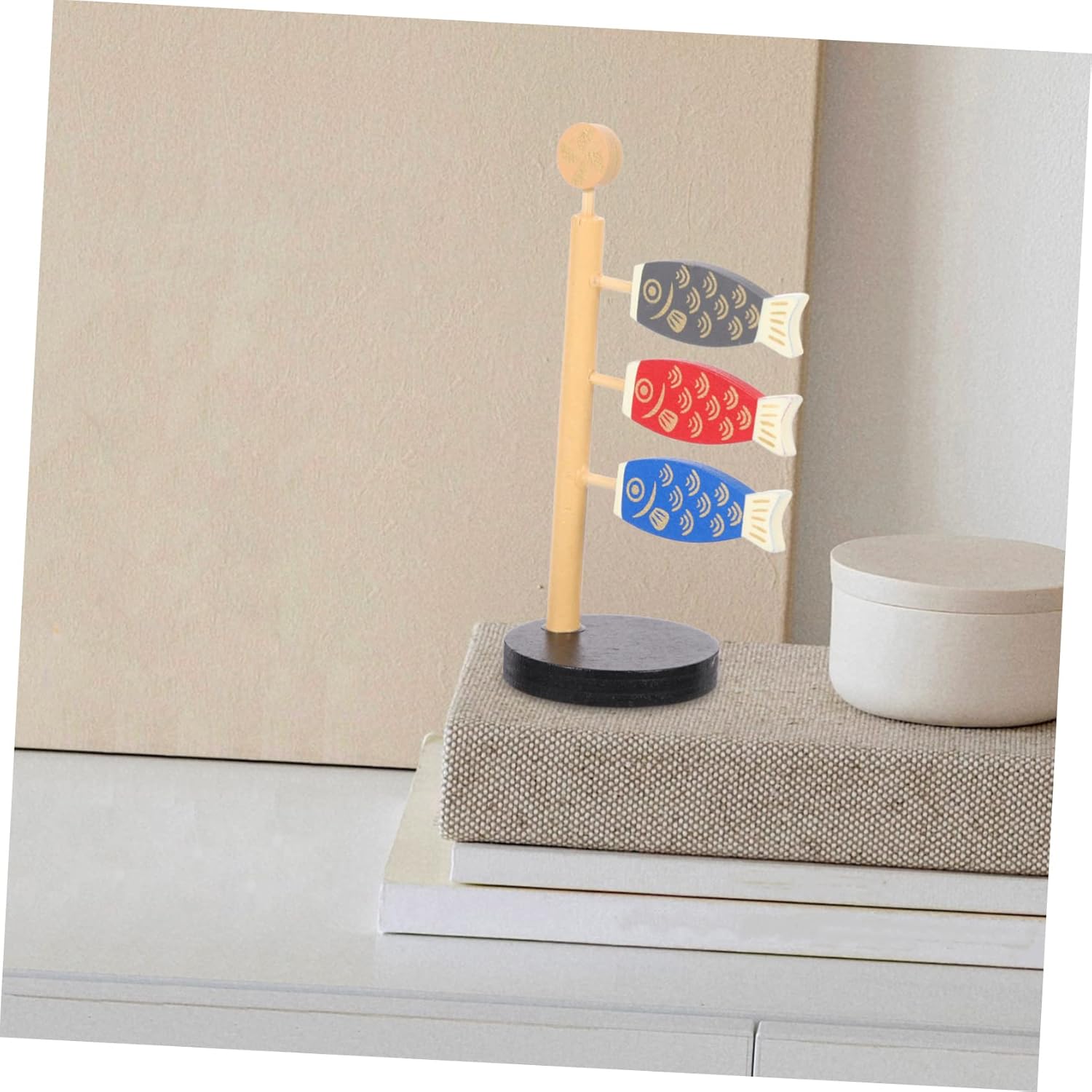 Garneck 4 unids carpa serpentina decoración madera lugar titular meditación cojín carpa japonesa windsock figurines carpa japonesa banner pescado