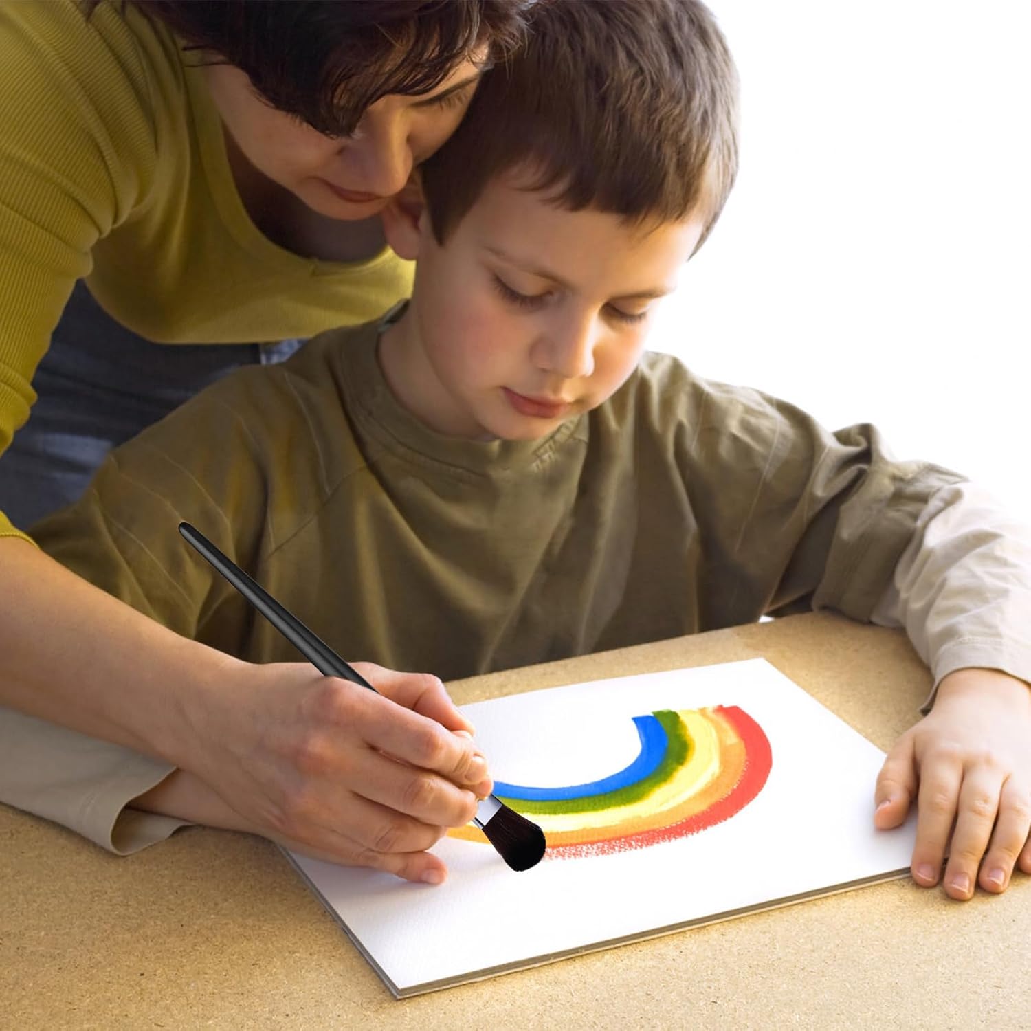 10 pinceles para fregona para pintura acrílica, pinceles ovalados de 1 pulgada, pinceles de pintura para acuarela, pintura al óleo y arte facial y