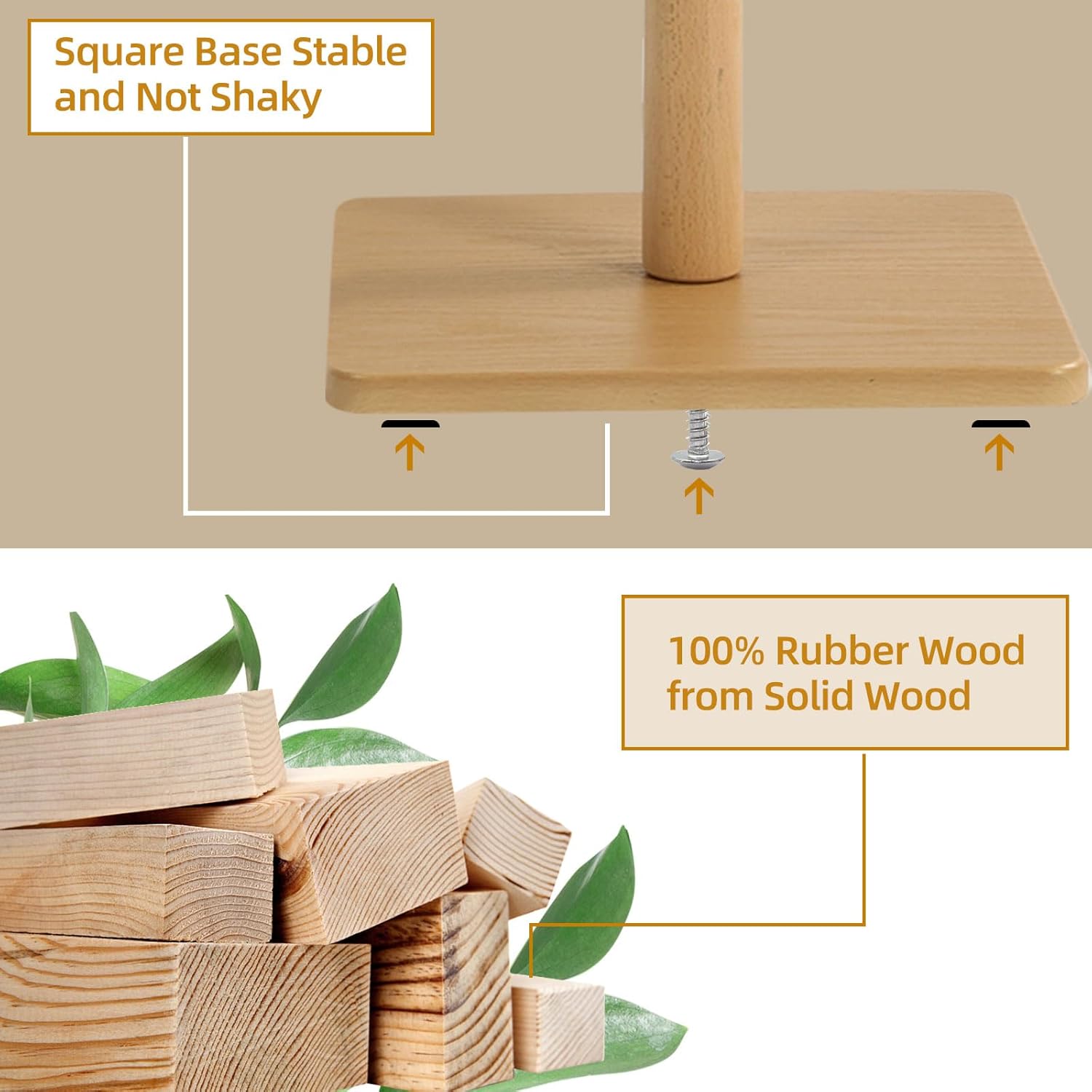 Yawinhe Perchero de pie, perchero de madera con 3 opciones de altura y 8 ganchos, base cuadrada resistente, perchero para pasillos, salas de estar,