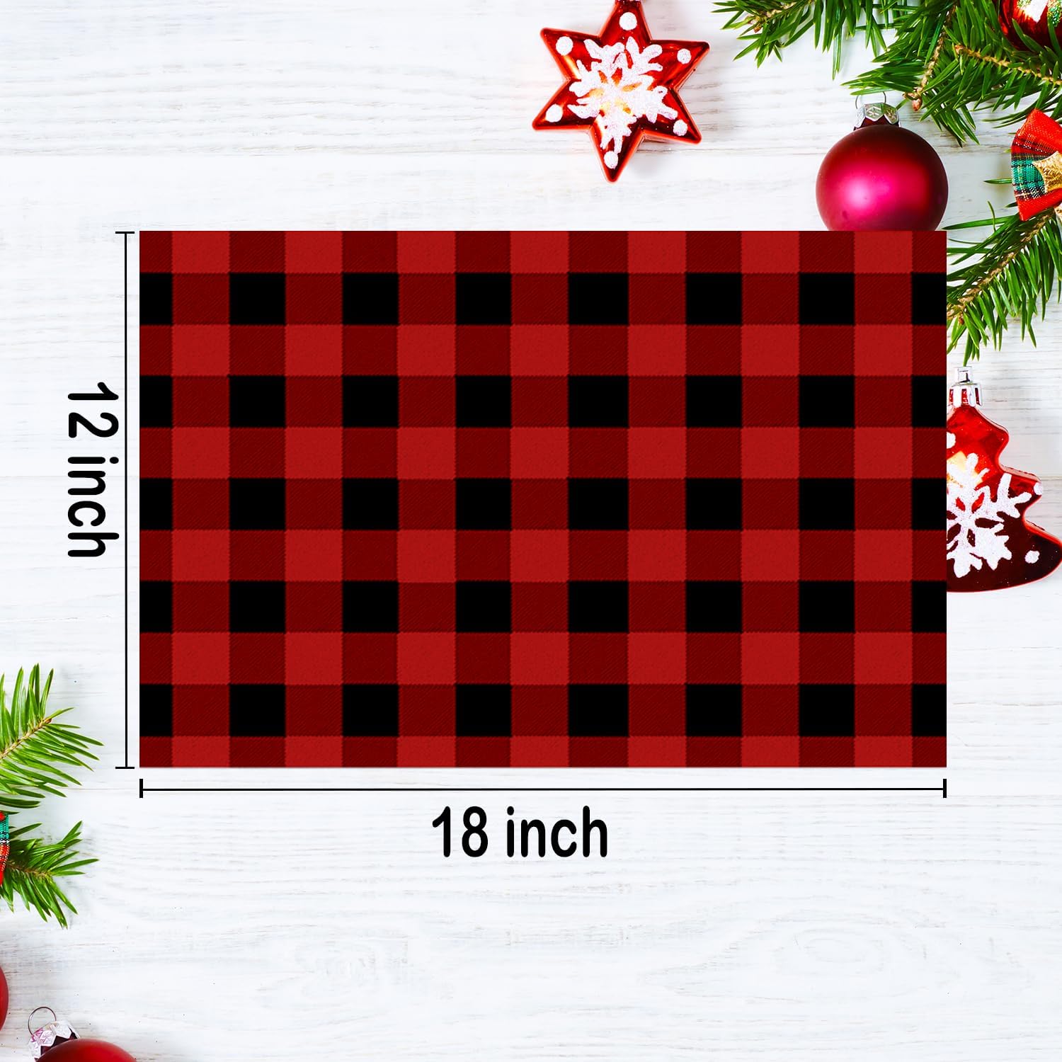 Juego de 6 manteles individuales a cuadros rojos y negros, manteles individuales de algodón y lino para mesa de comedor, para fiestas, cocina,
