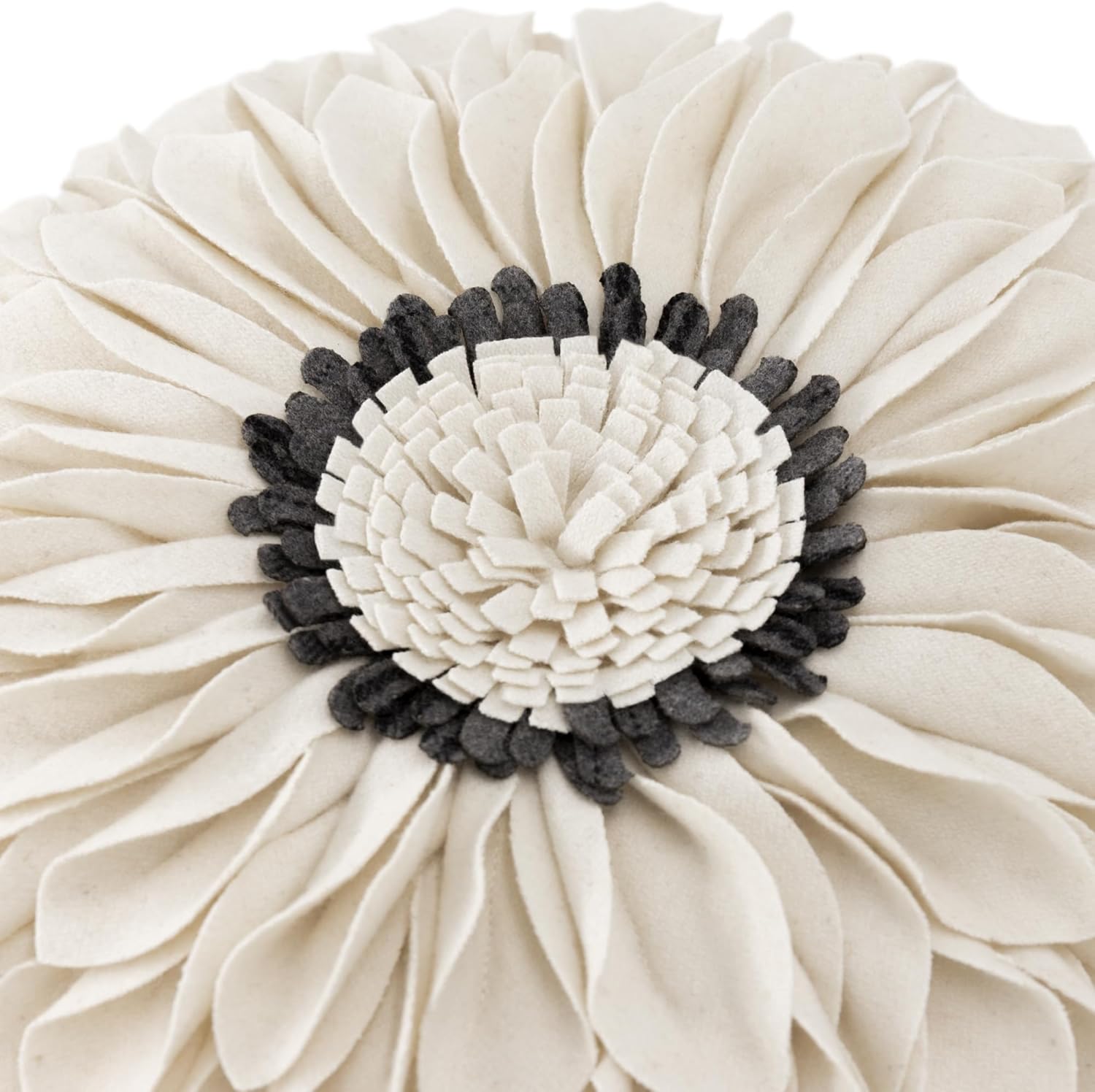 JWH Funda de almohada decorativa redonda de girasol, hecha a mano, para sofá, sala de estar, cama con inserto de 14 pulgadas, color blanco cremoso