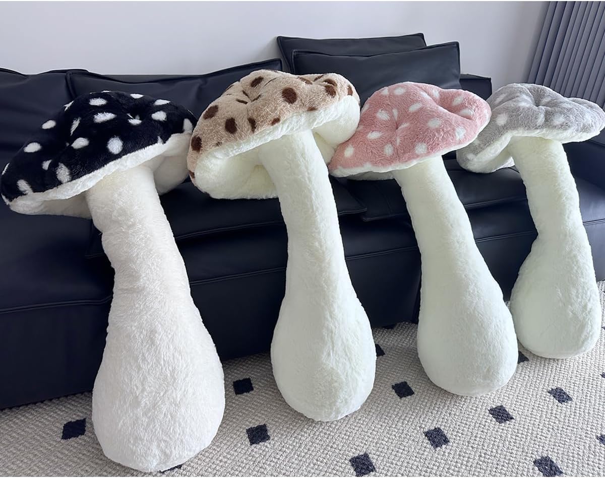 Hofun4U Almohada de felpa con forma de hongo, almohada larga rellena en forma de hongo de 30 pulgadas, almohada corporal de felpa de hongos con