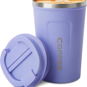 Vaso térmico de acero inoxidable de 12 onzas con aislamiento al vacío, taza de viaje a prueba de derrames con tapa, térmica para mantener el calor o Vaso térmico de acero inoxidable de 12 onzas con aislamiento al vacío, taza de viaje a prueba de derrames con tapa, térmica para mantener el calor o