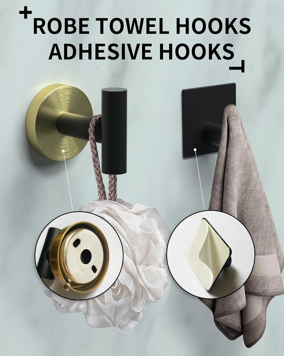 Juego de toallas de baño, juego de accesorios de baño negro y dorado, 12 piezas de accesorios de baño de acero inoxidable, incluye 2 toalleros de 16
